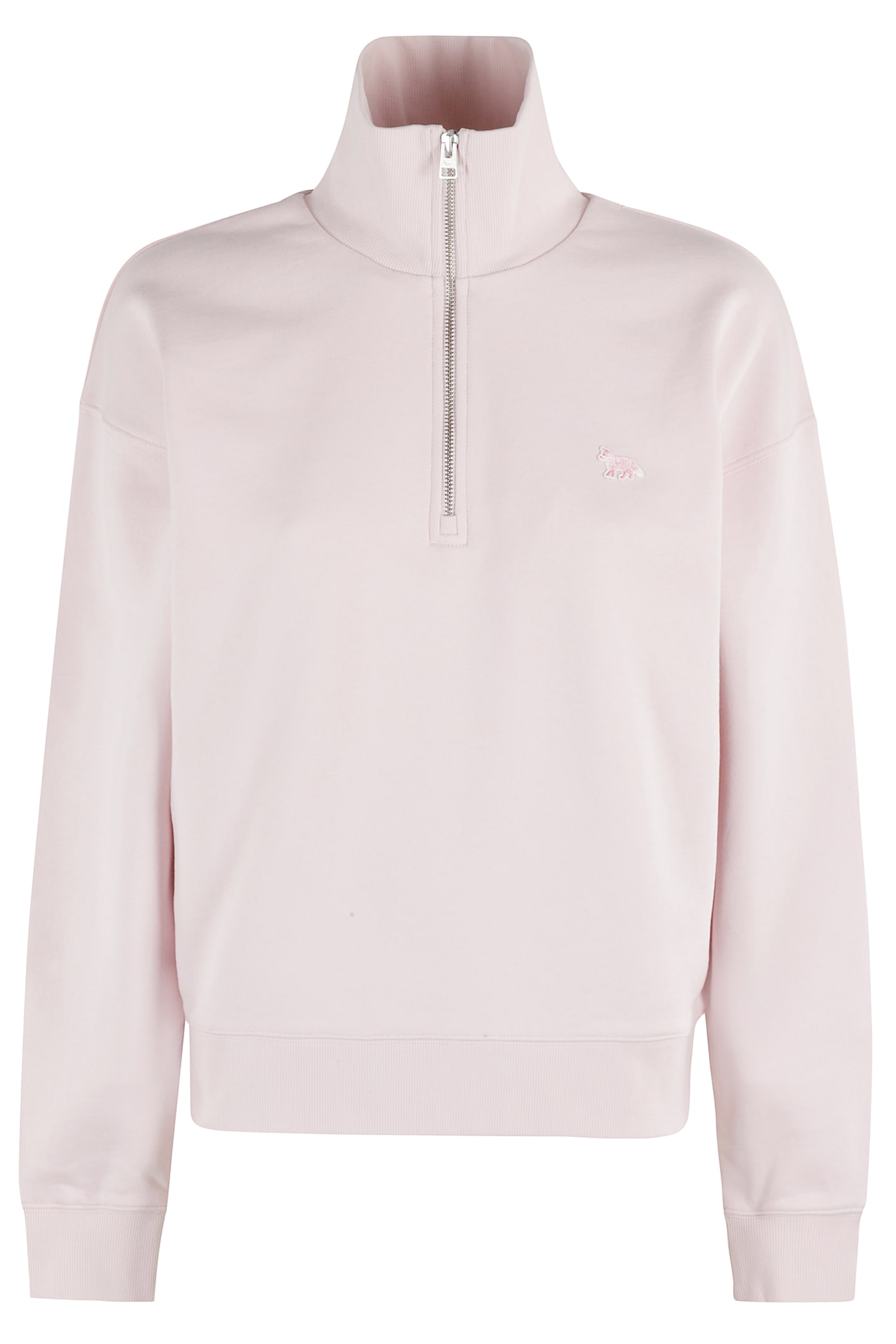 Shop Maison Kitsuné Half Zip Sweatshirt In Rosewater