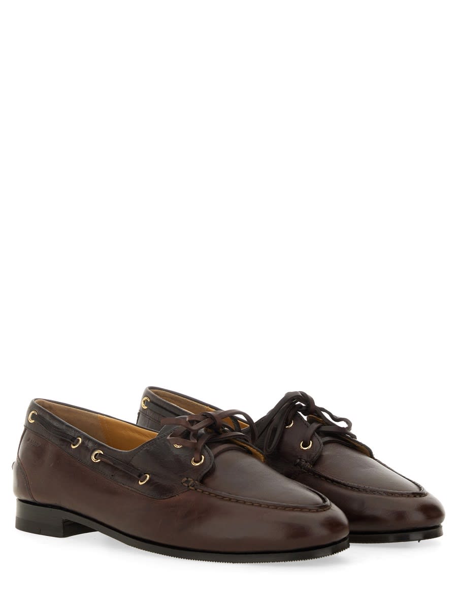 Bally Apron Toe Stacked Heel Loafers With Eyelet Detailing In Brown