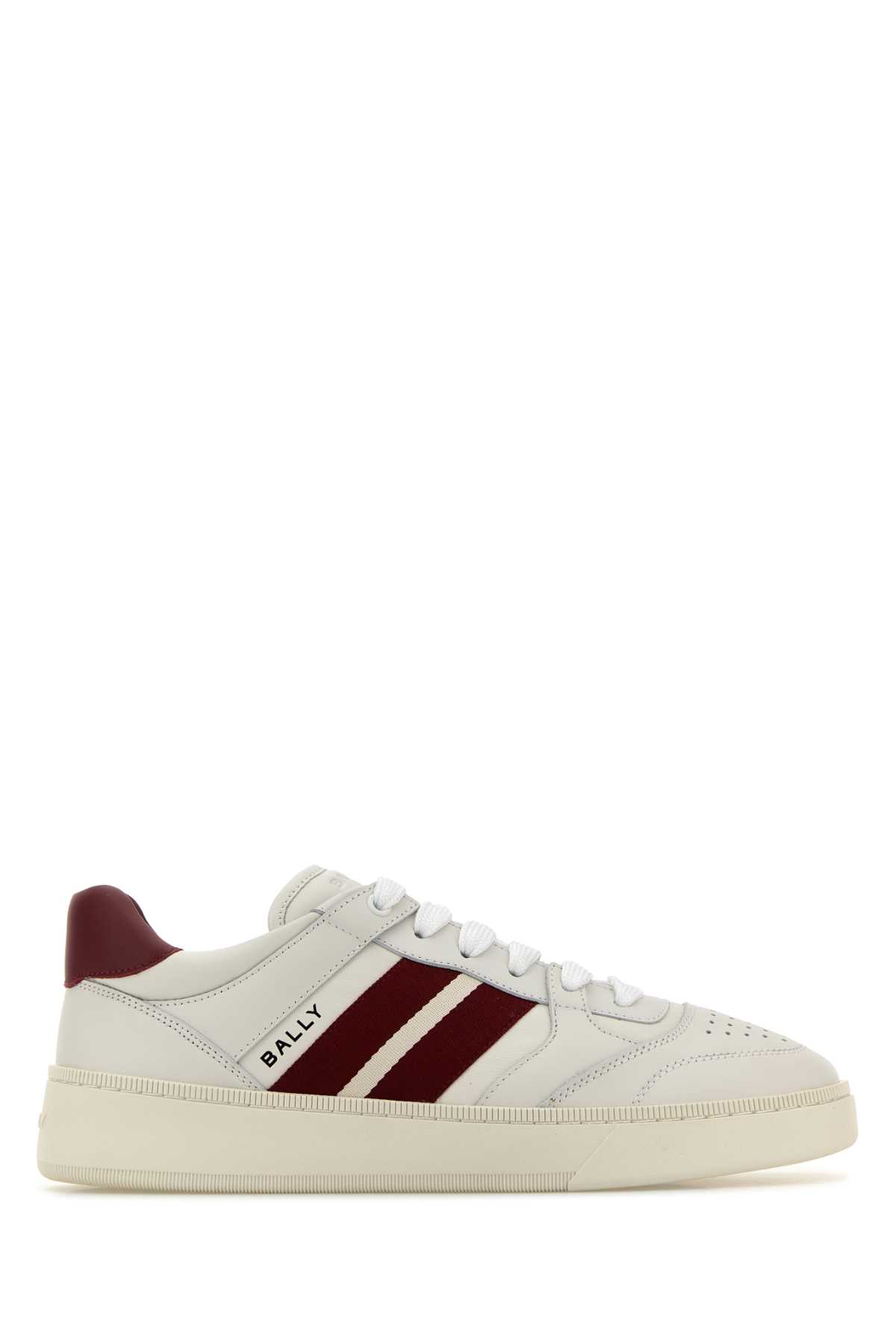 Shop Bally White Leather Rebby Sneakers In Whitered