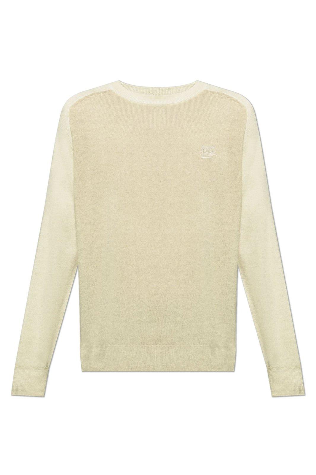 Shop Etro Logo Embroidered Crewneck Knitted Jumper