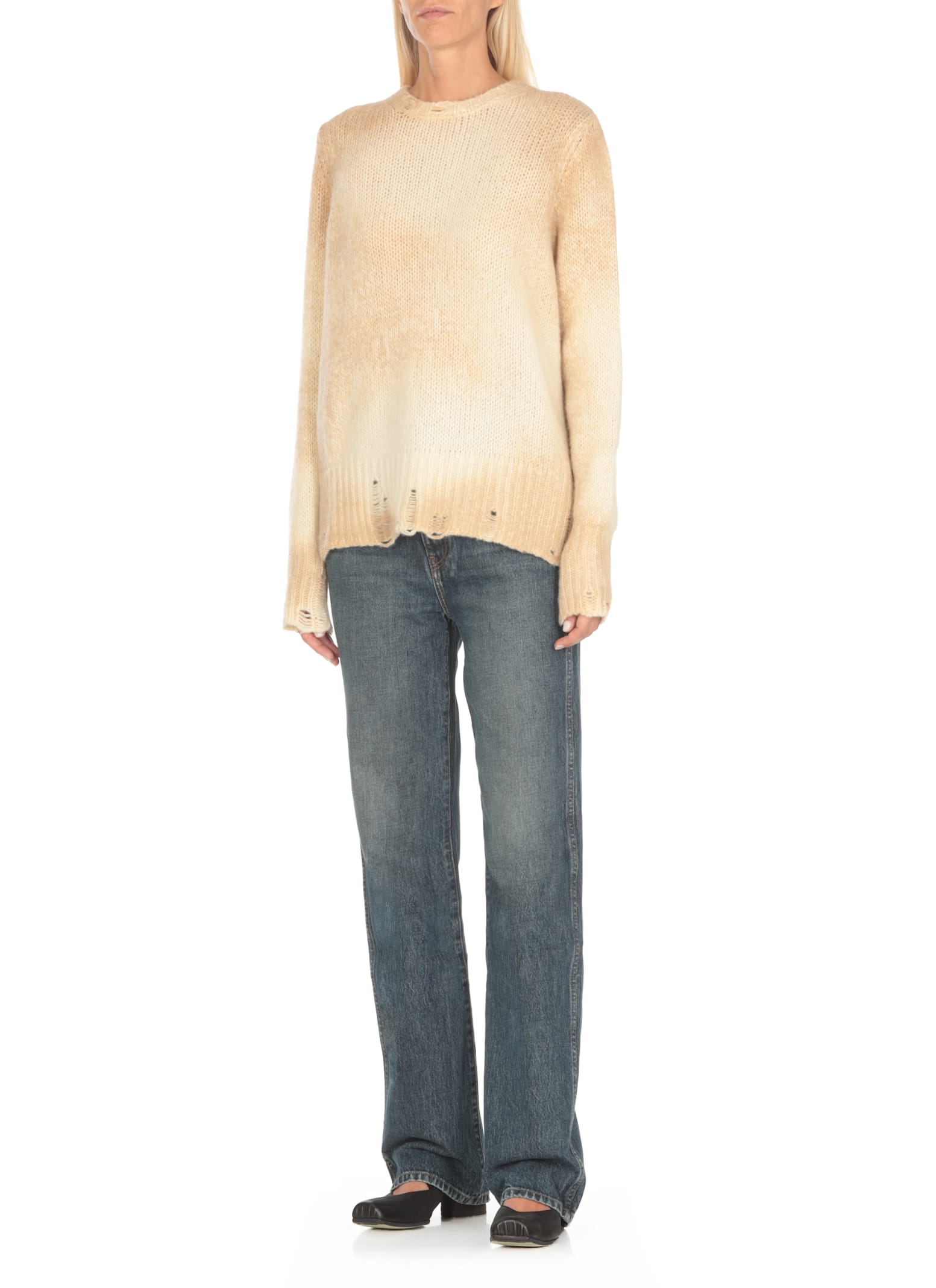 Shop Avant Toi Cashmere And Wool Weater In Beige