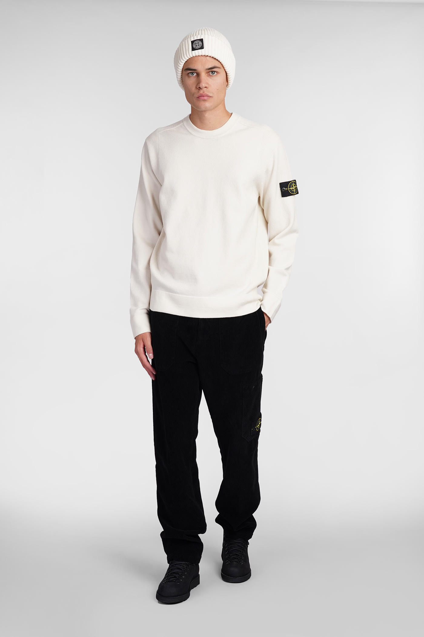 Shop Stone Island Pants In Black Cotton