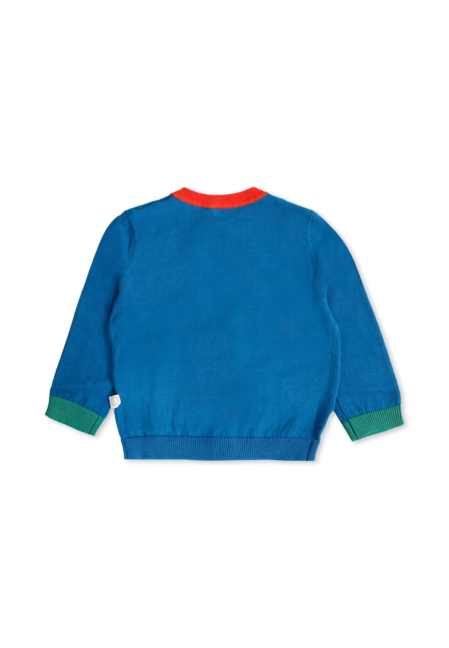 Stella Mccartney Blue Cardigan For Baby Boy With Smiling Sun And World In Blue
