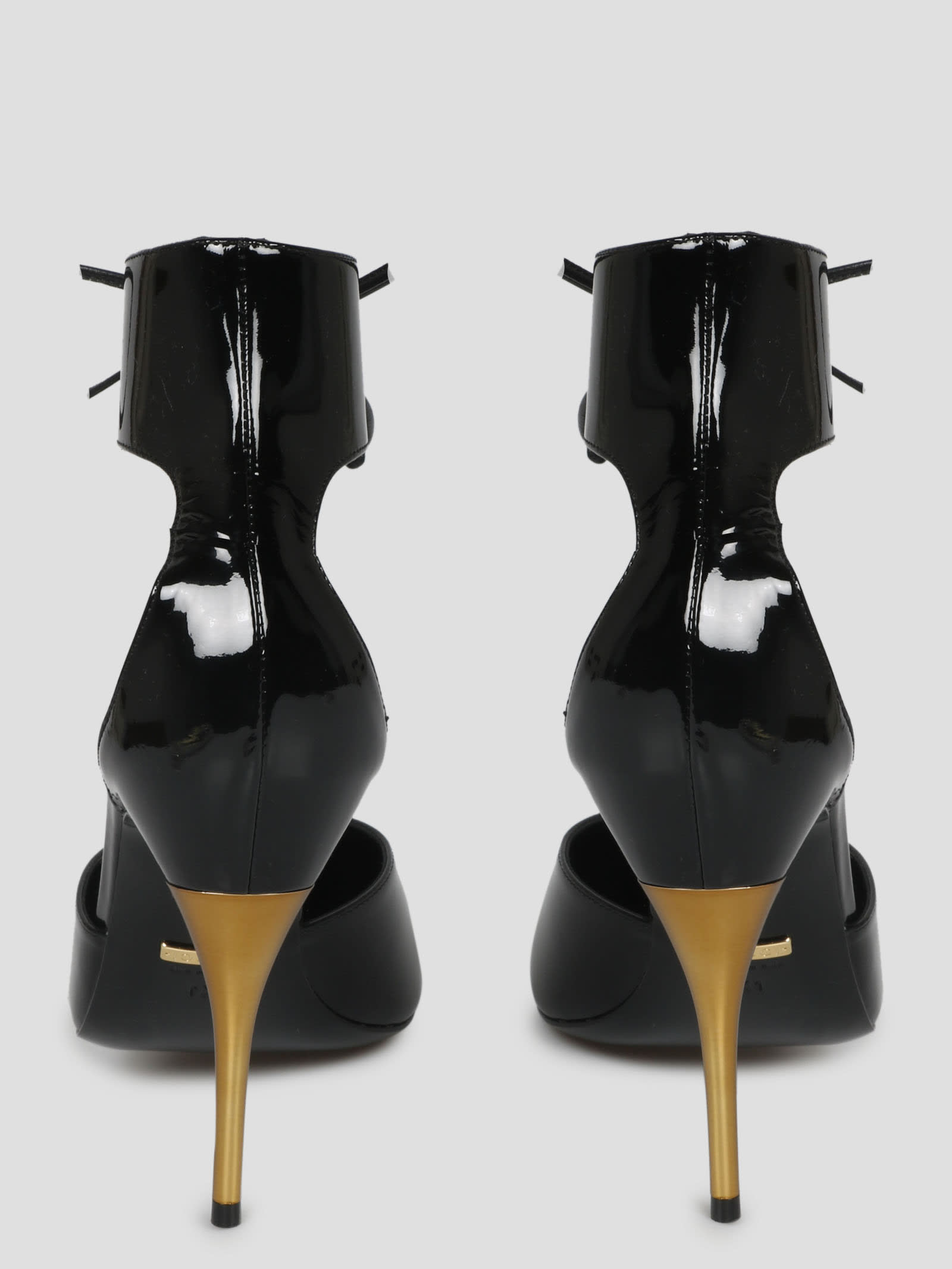 Gucci 90mm Miranda Patent Leather Pumps In Black