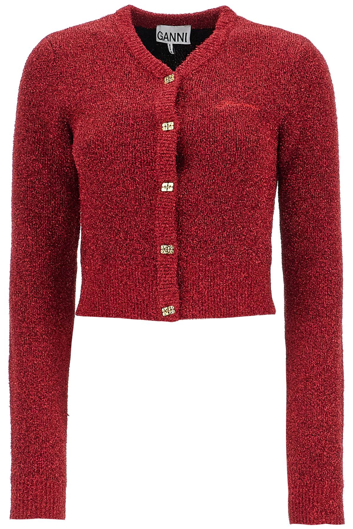 Shop Ganni Sparkling Cardigan In Racing Red (red)