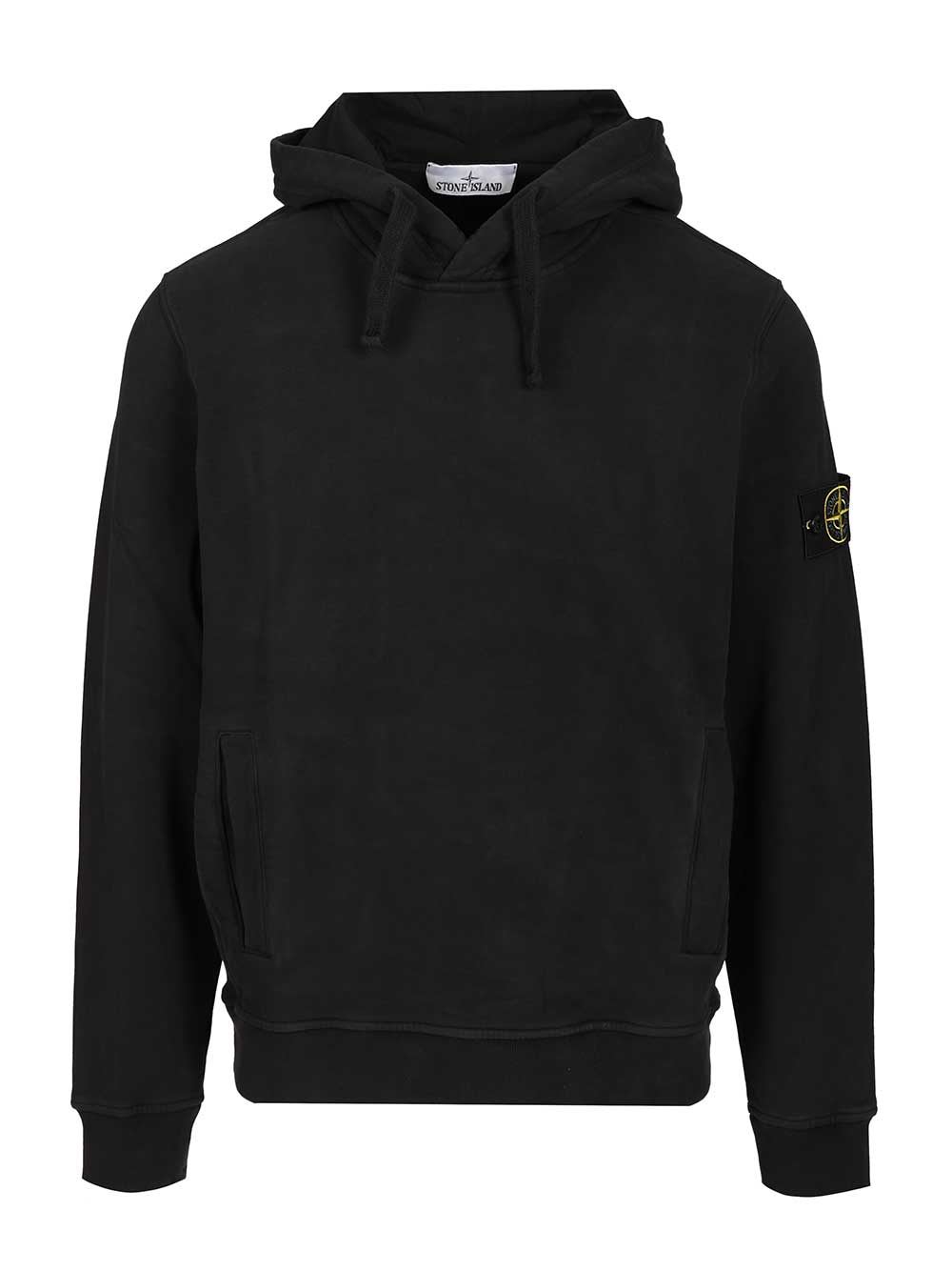 Stone Island Organic Cotton Hoodie With Hood In Black