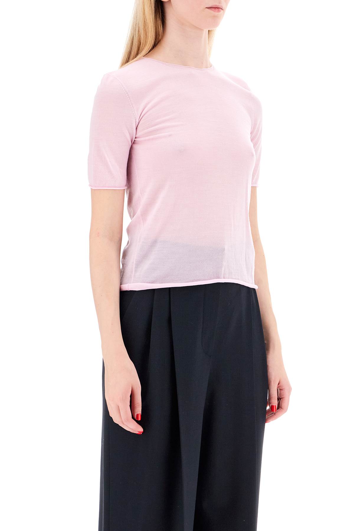 Shop Mrz Short-sleeved Knit Top For In Rosa (pink)