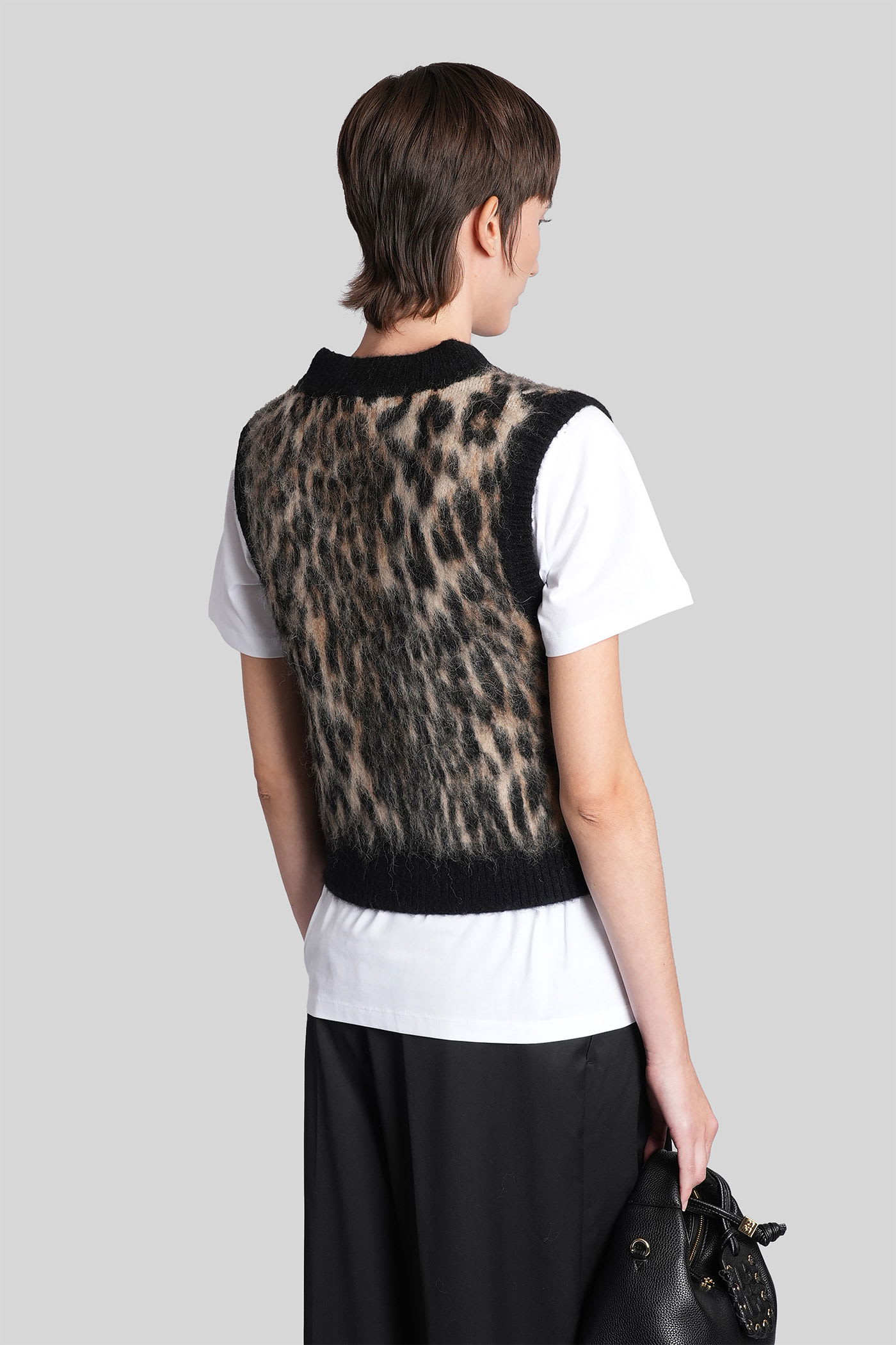 Ganni Vest In Animalier Wool In Animal Print