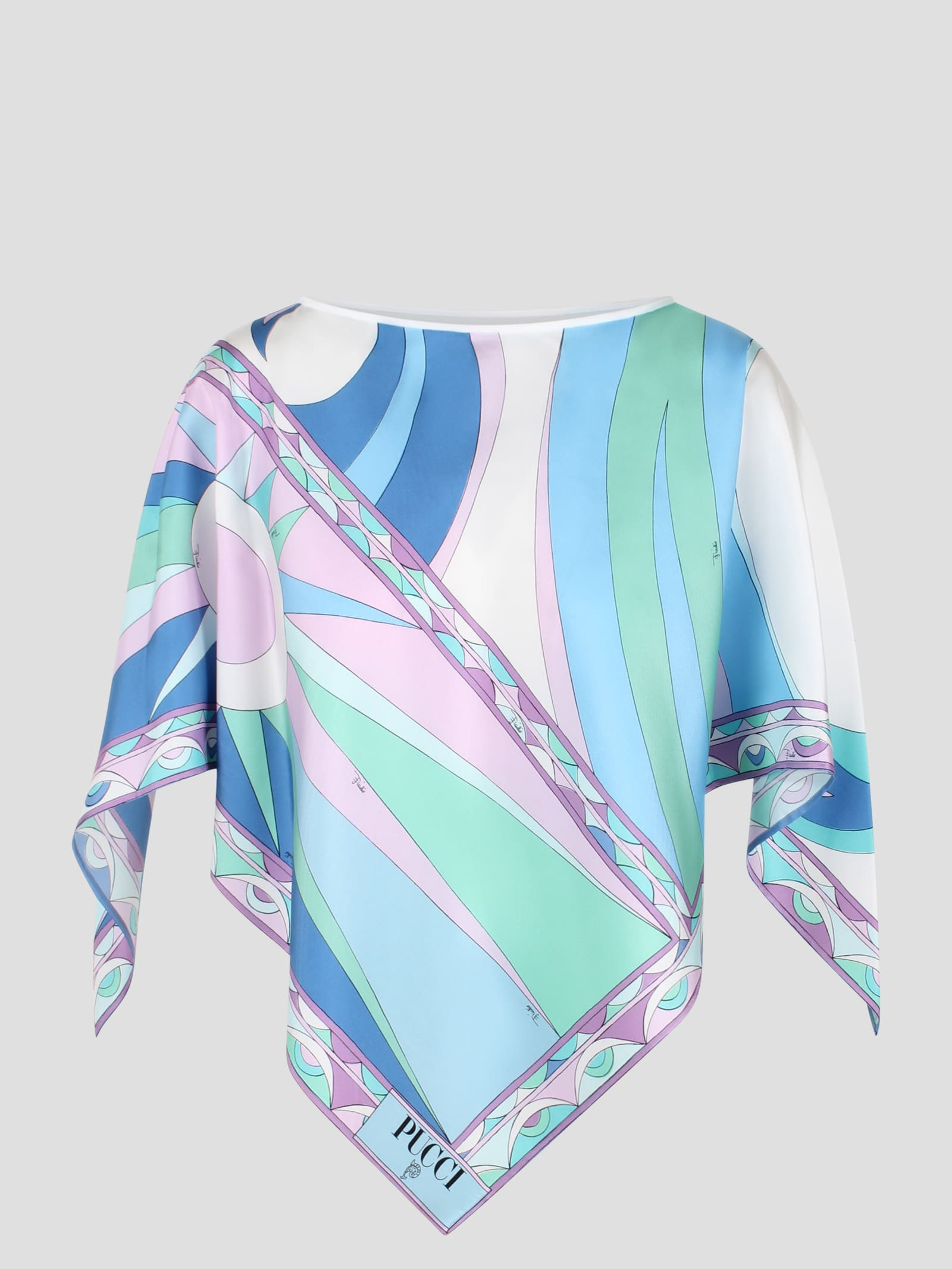 Shop Pucci Cigni-print Silk Top In Multicolour