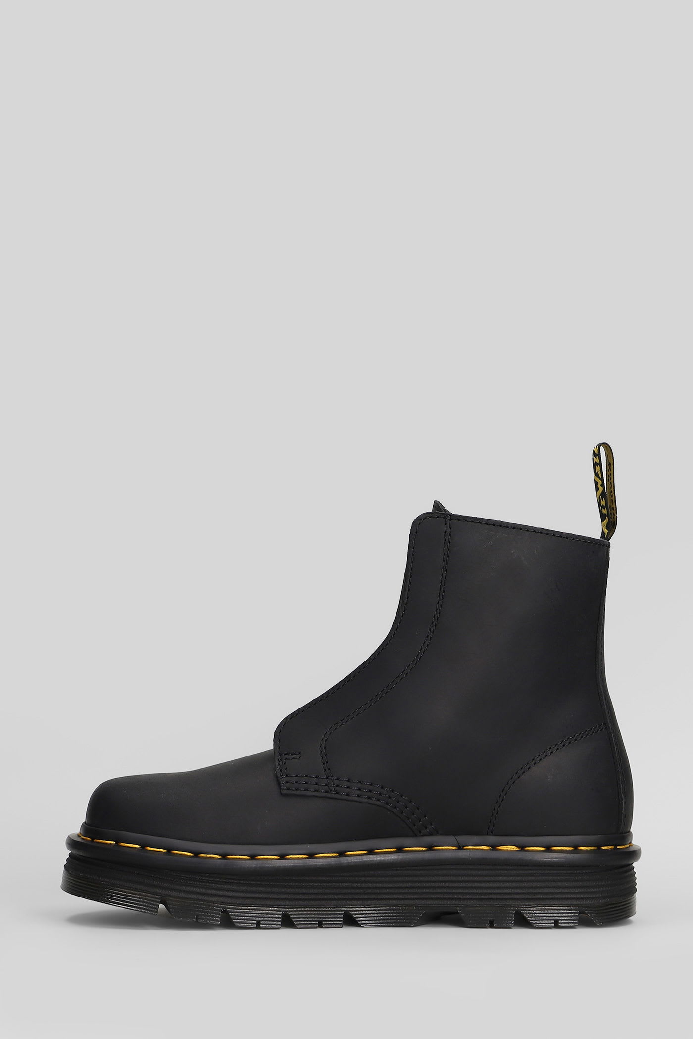 Dr. Martens Zebzag Lace Less Combat Boots In Black Leather In Black