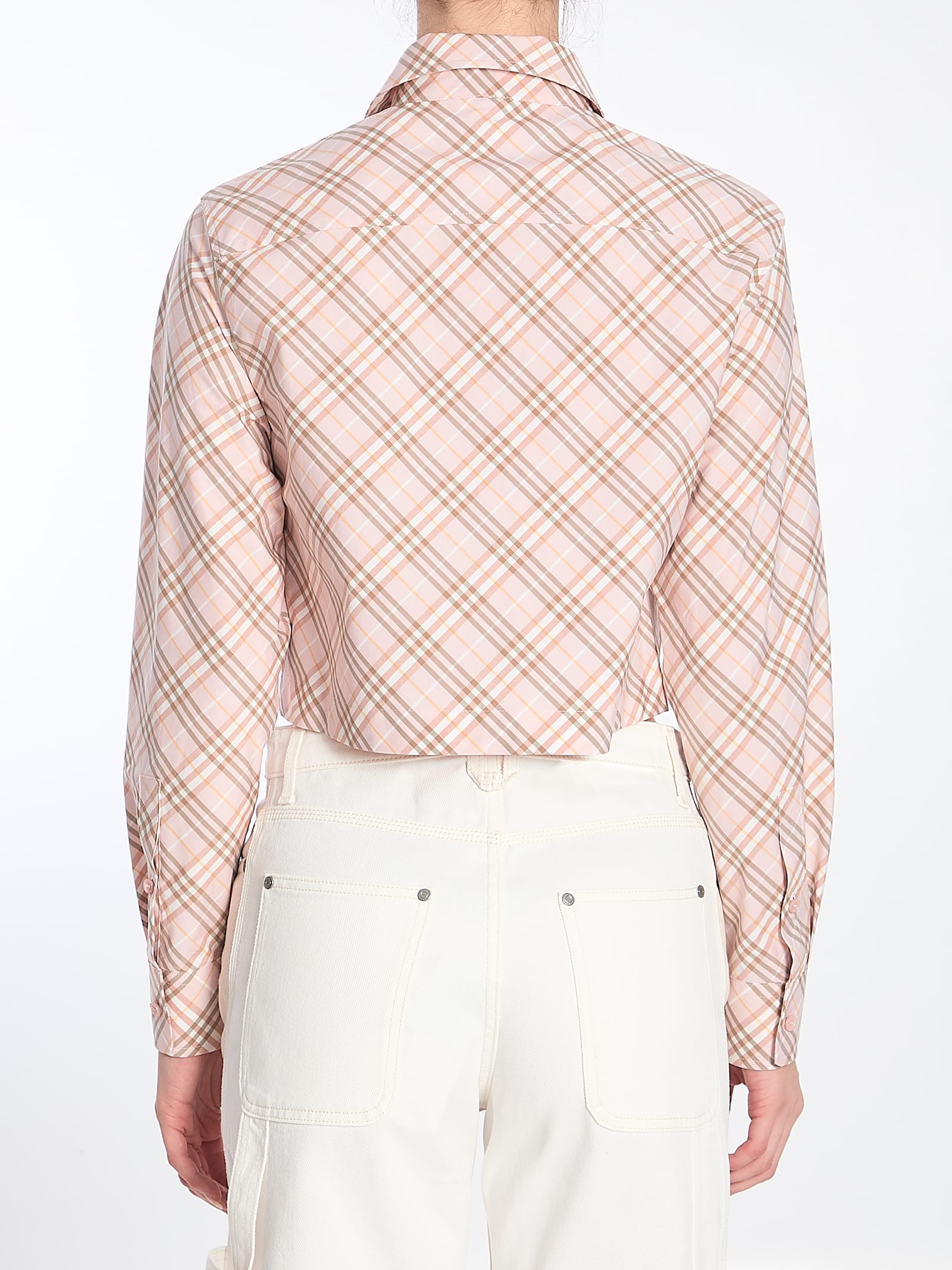 Burberry Vintage Check Cropped Buttoned Shirt In Beige