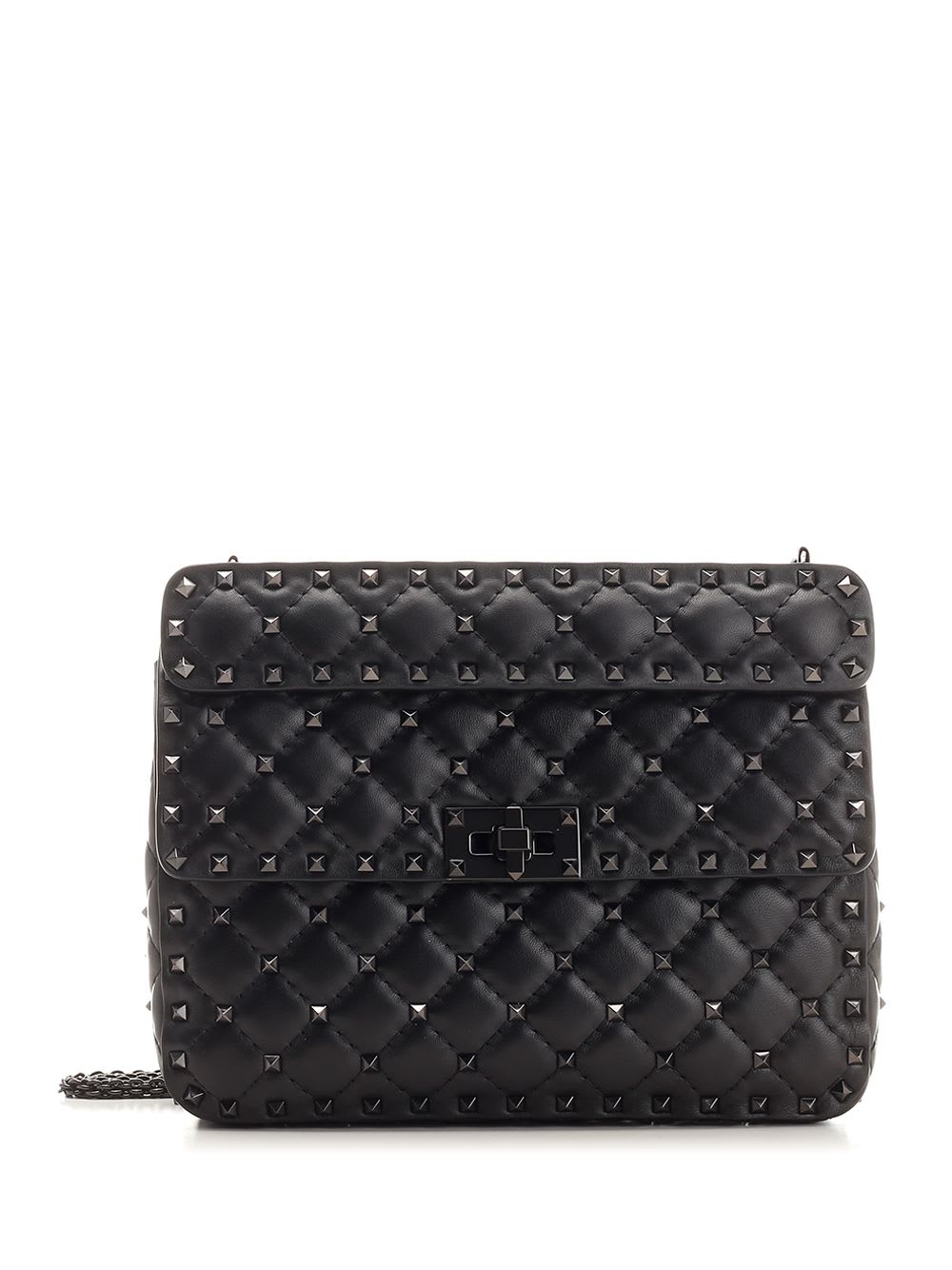 Shop Valentino Rockstud Medium Shoulder Bag In Black