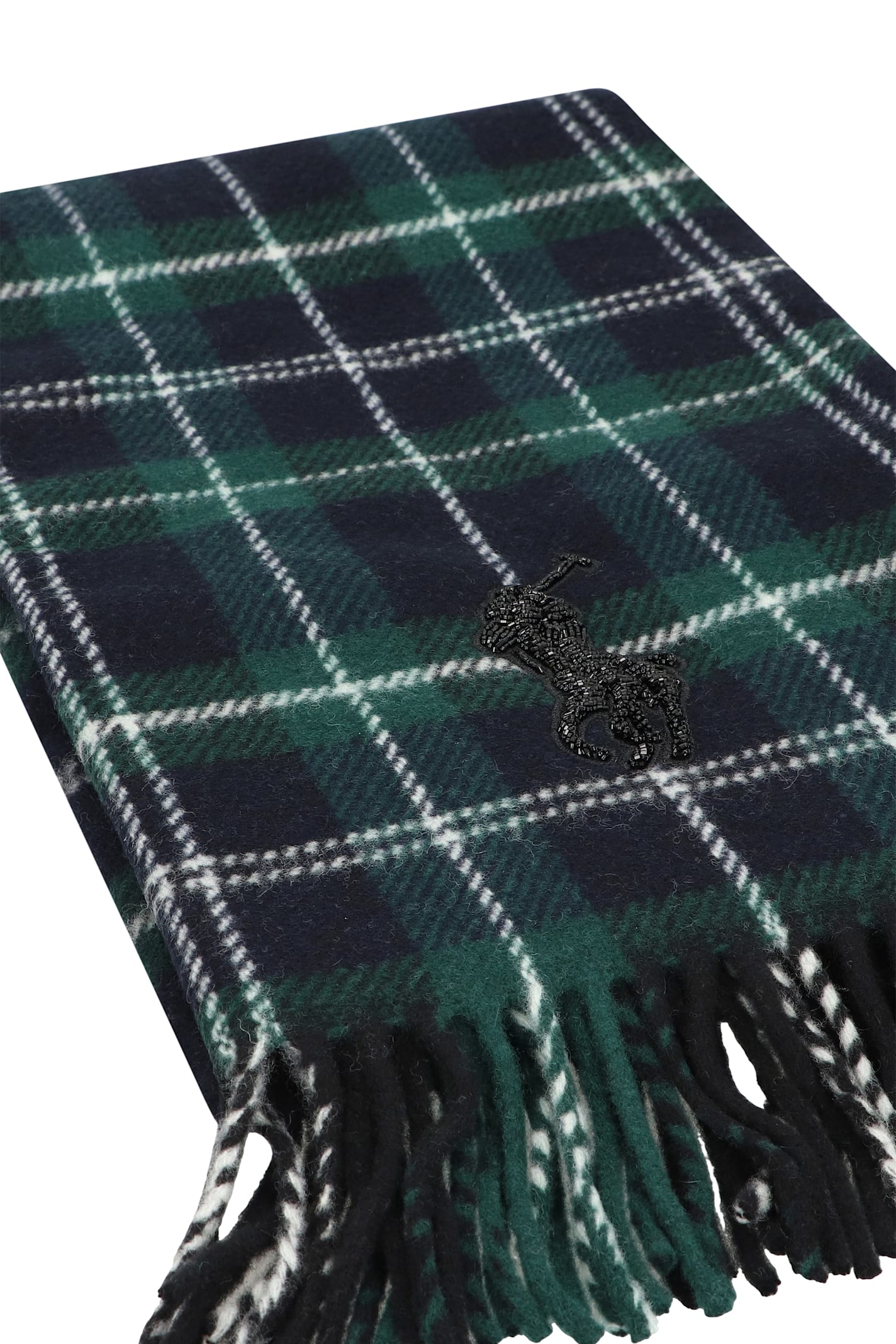 Polo Ralph Lauren Scottish Scarf In Wool In Green