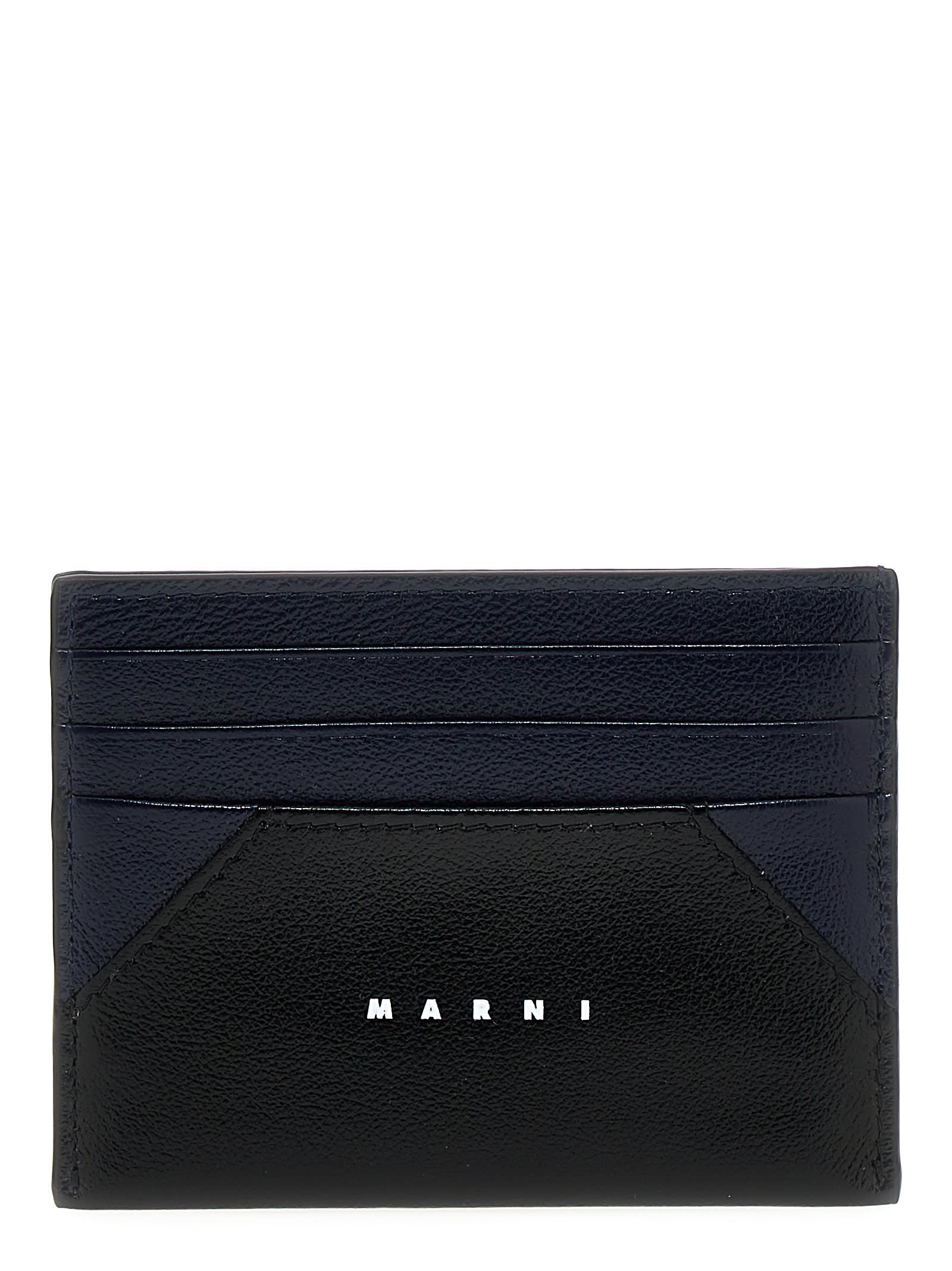Shop Marni Logo Leather Card Holder In Multicolor