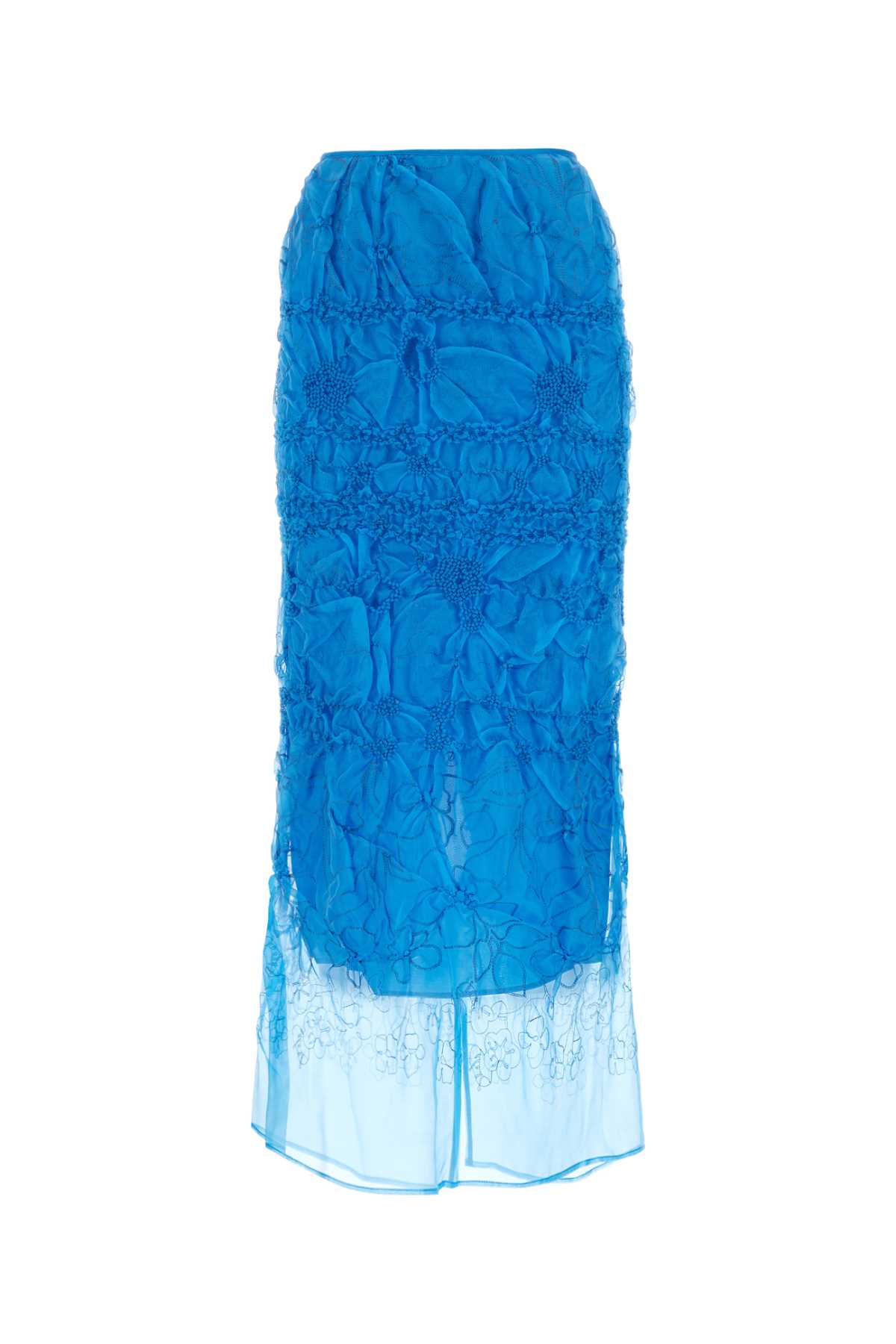 Turquoise Stretch Silk Blend Skirt