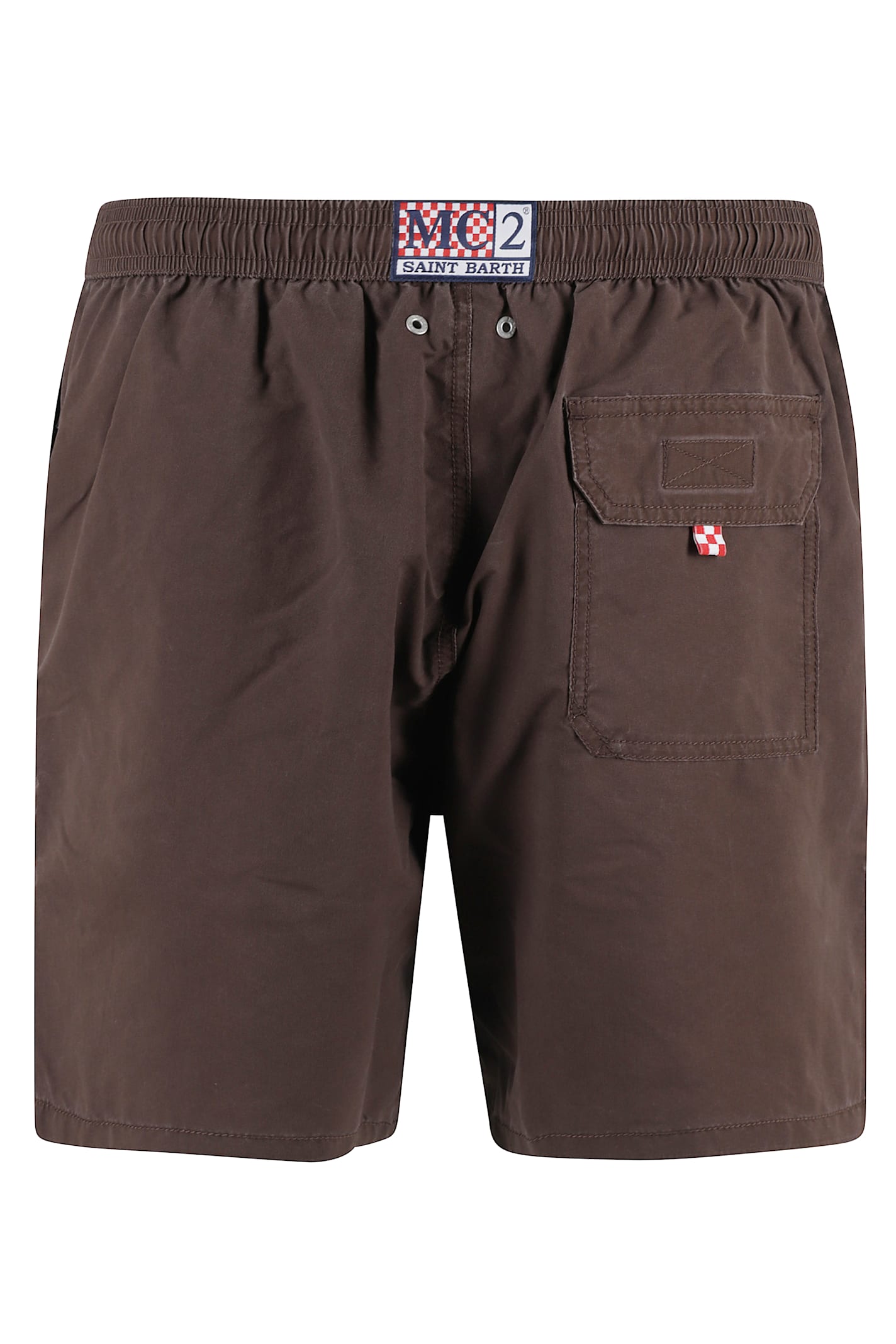 Mc2 Saint Barth Swim Short Garment Dyed In Brown