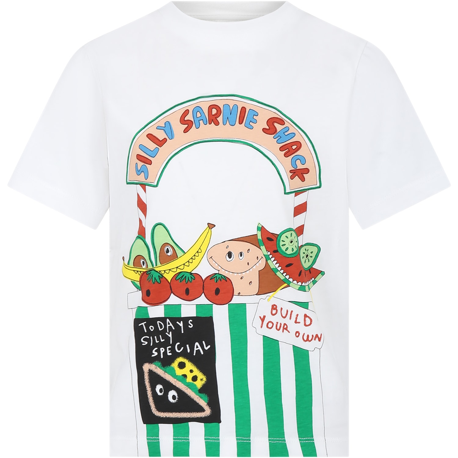 Stella Mccartney Kids' White T-shirt For Boy With Fruit Print