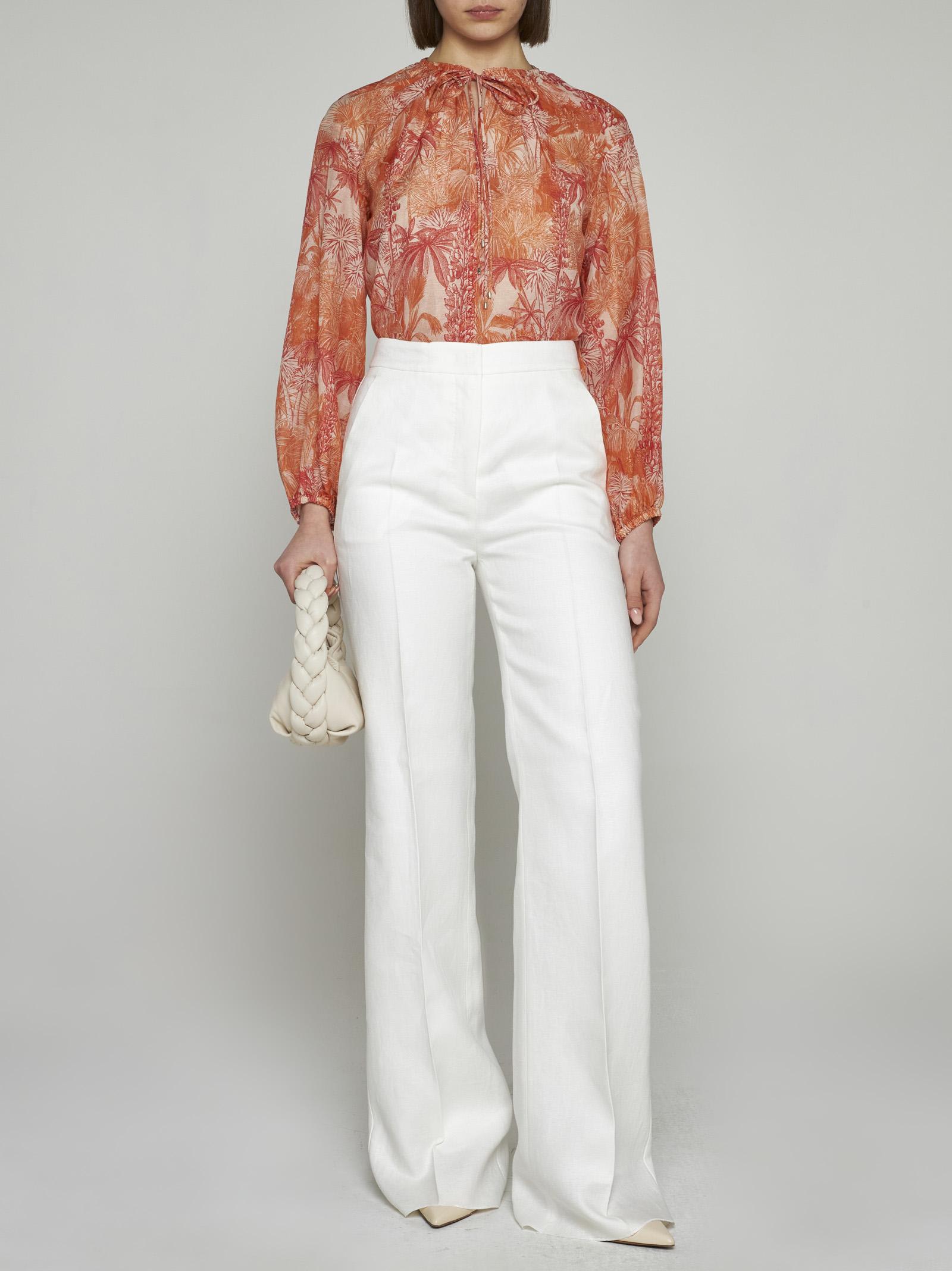 Shop Max Mara Brusson Linen Trousers In Bianco