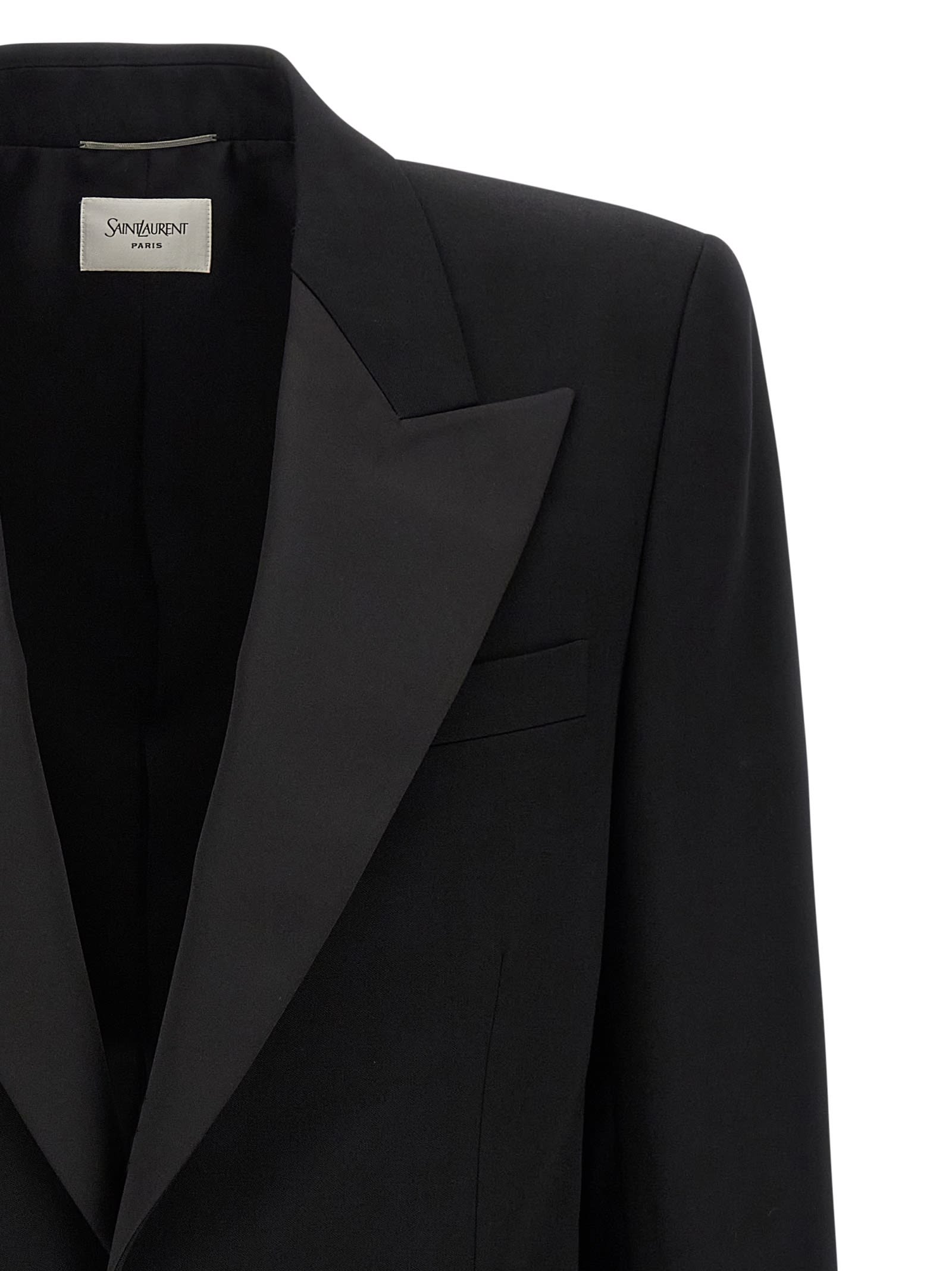 Saint Laurent Peak-lapel Single-breasted Blazer In Black