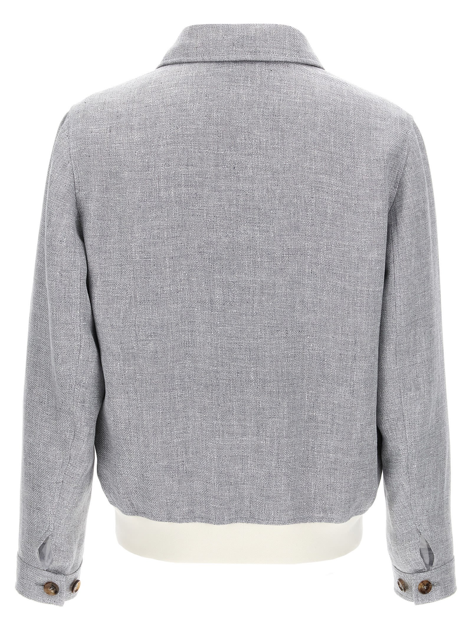 Shop Brunello Cucinelli Diagonal Jacket In Gray