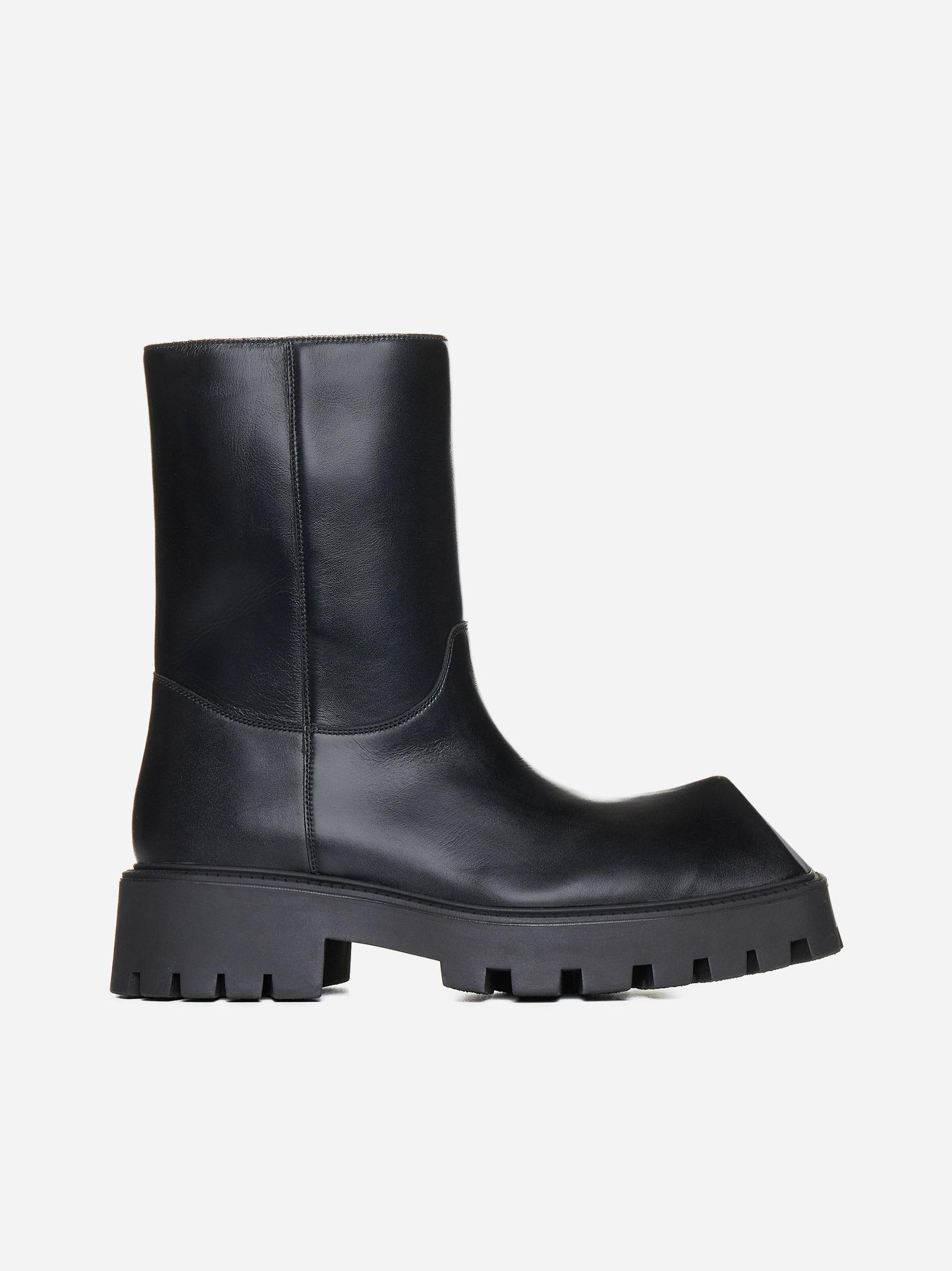 Balenciaga Rhino Leather Ankle Boots In Black