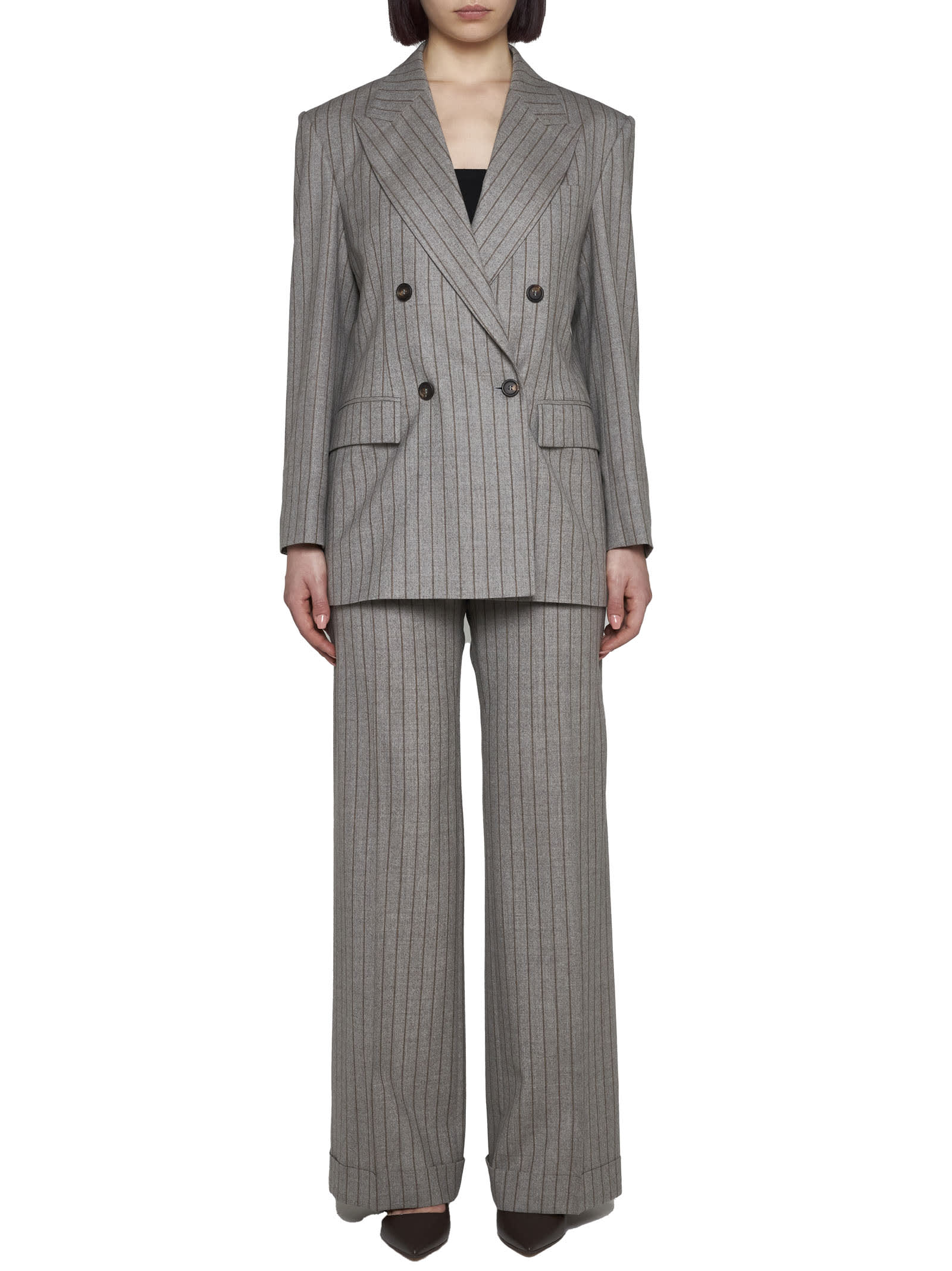 Shop Brunello Cucinelli Blazer In Taupe/tabacco