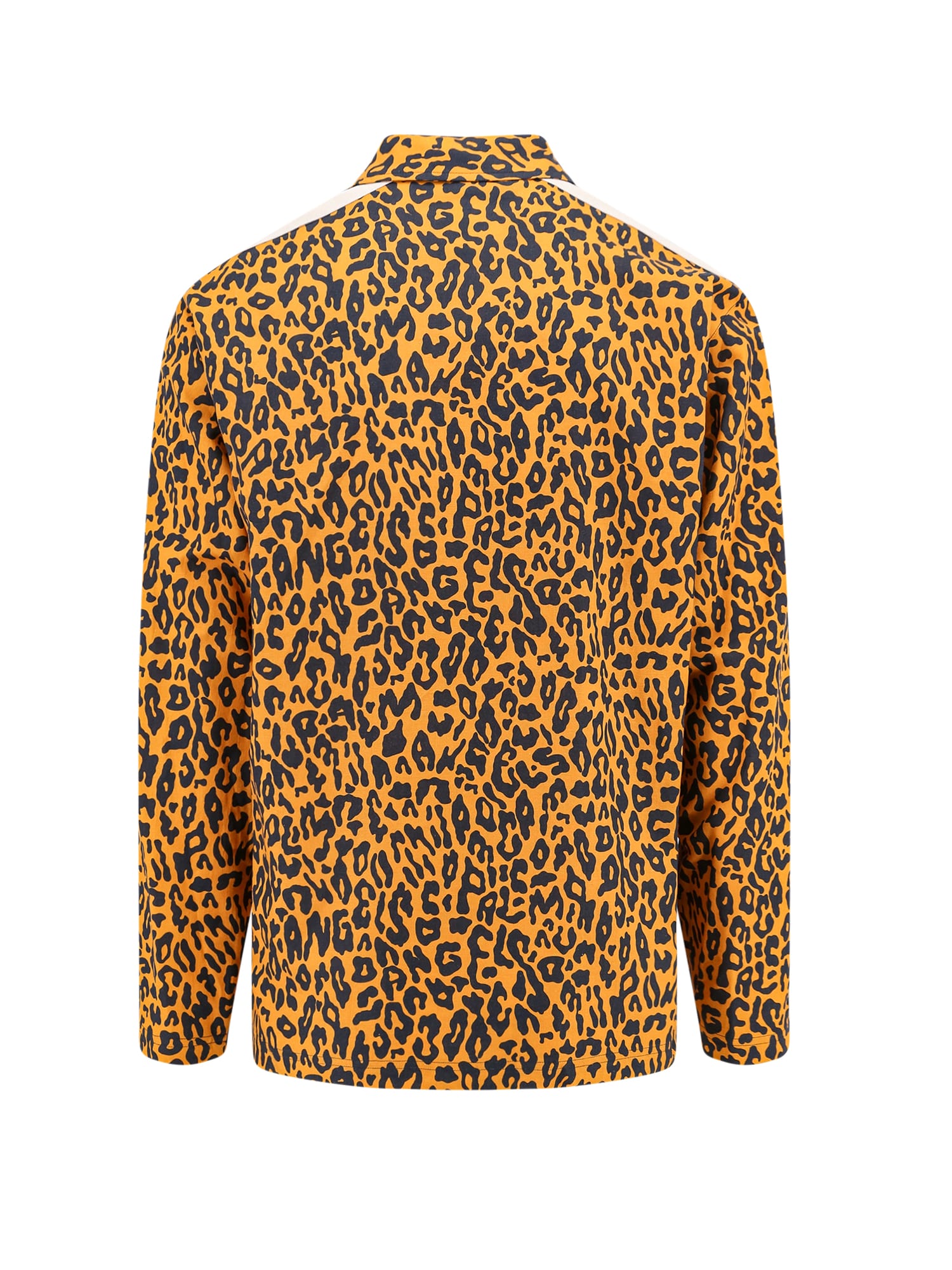 Palm Angels Webbing-trimmed Leopard-print Linen And Cotton-blend Shirt In Orange
