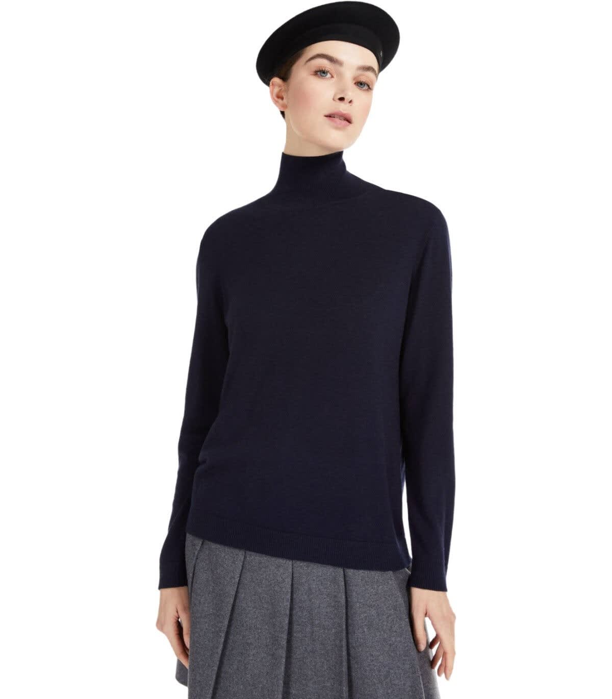 Shop Weekend Max Mara Turtleneck Knit Sweater In Blu