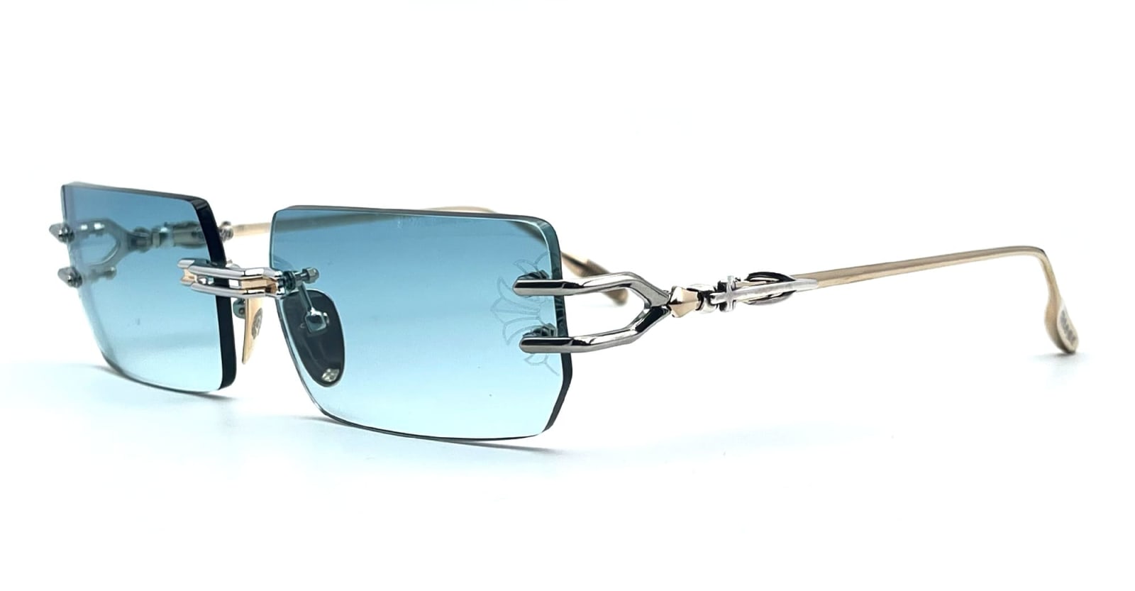 Shop Chrome Hearts Lordie - Shiny Silver / Gold Plated Sunglasses