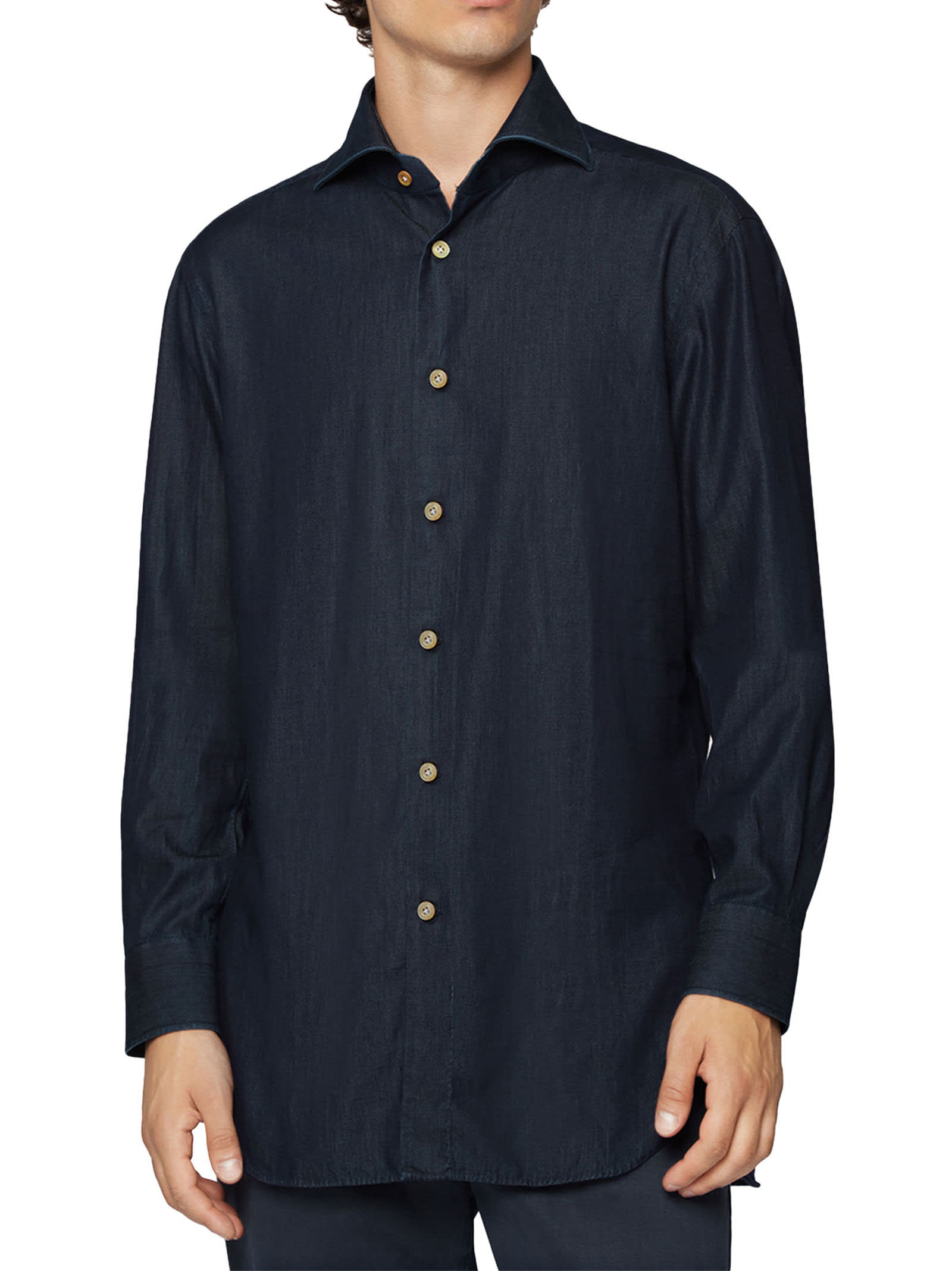 Shop Kiton Shirt Cotton In Blue