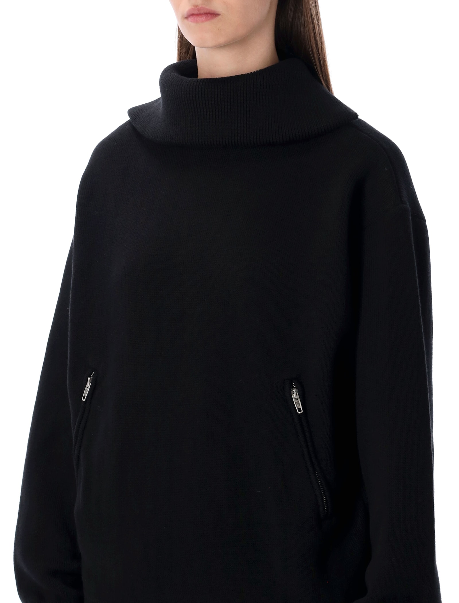 Balenciaga Cotton High-neck Zip Sweater In Black