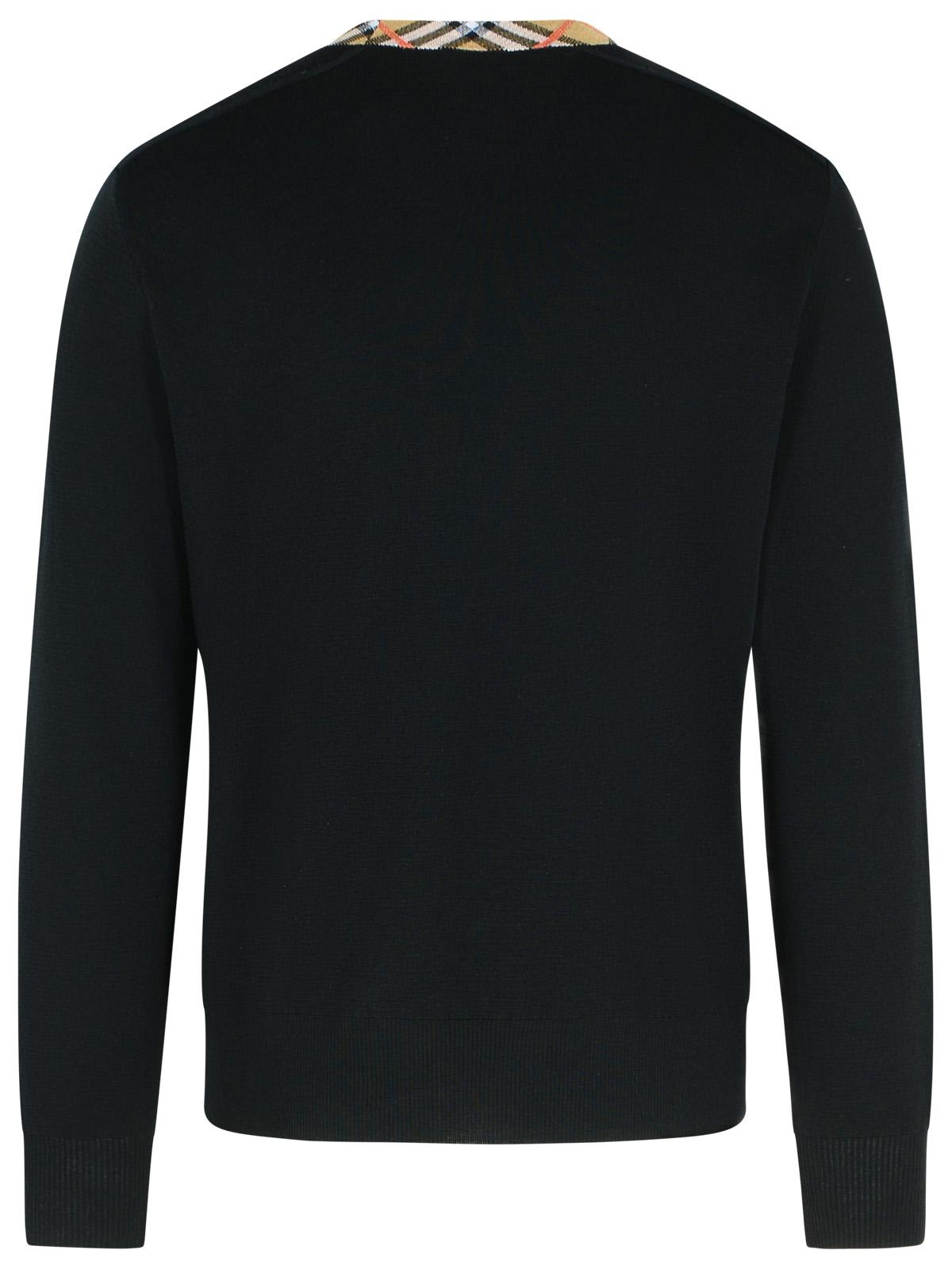 Burberry Crew Neck Knitwear With Distinctive Patterned Collar In Black