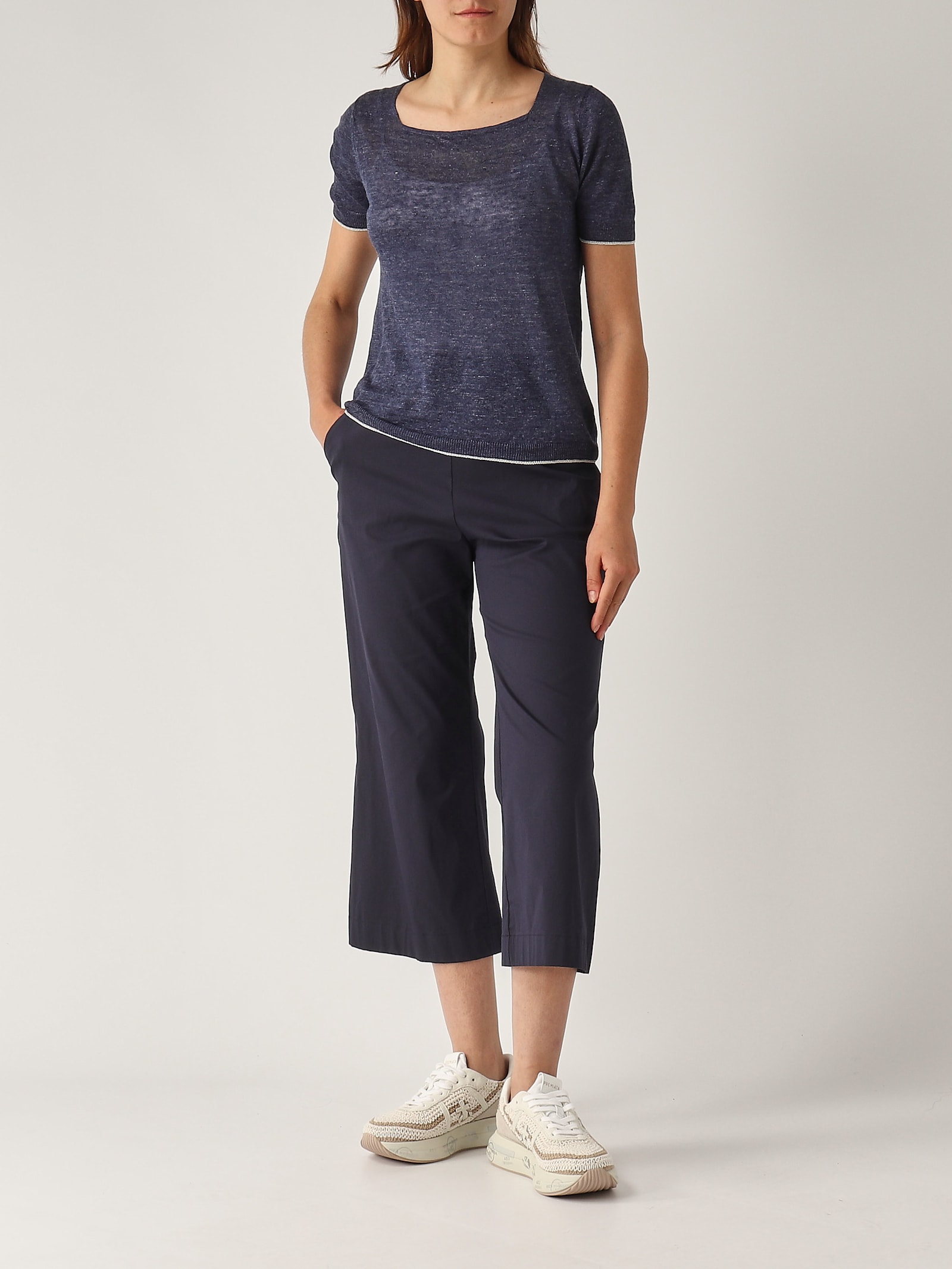 Gran Sasso Pullover M/m Bordi Lurex Sweater In Blue
