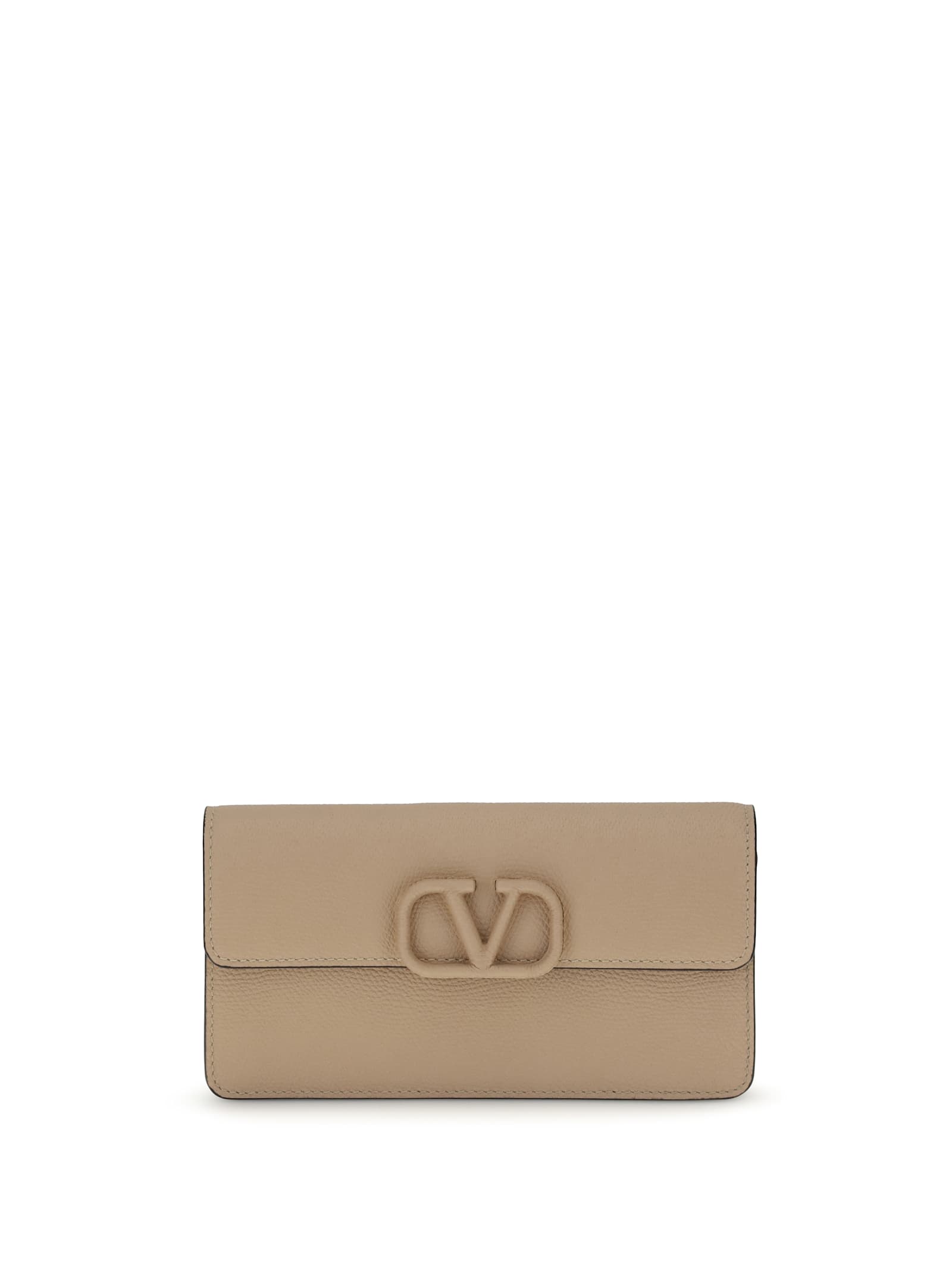 Valentino Vlogo Signature Foldover Top Wallet In Brown