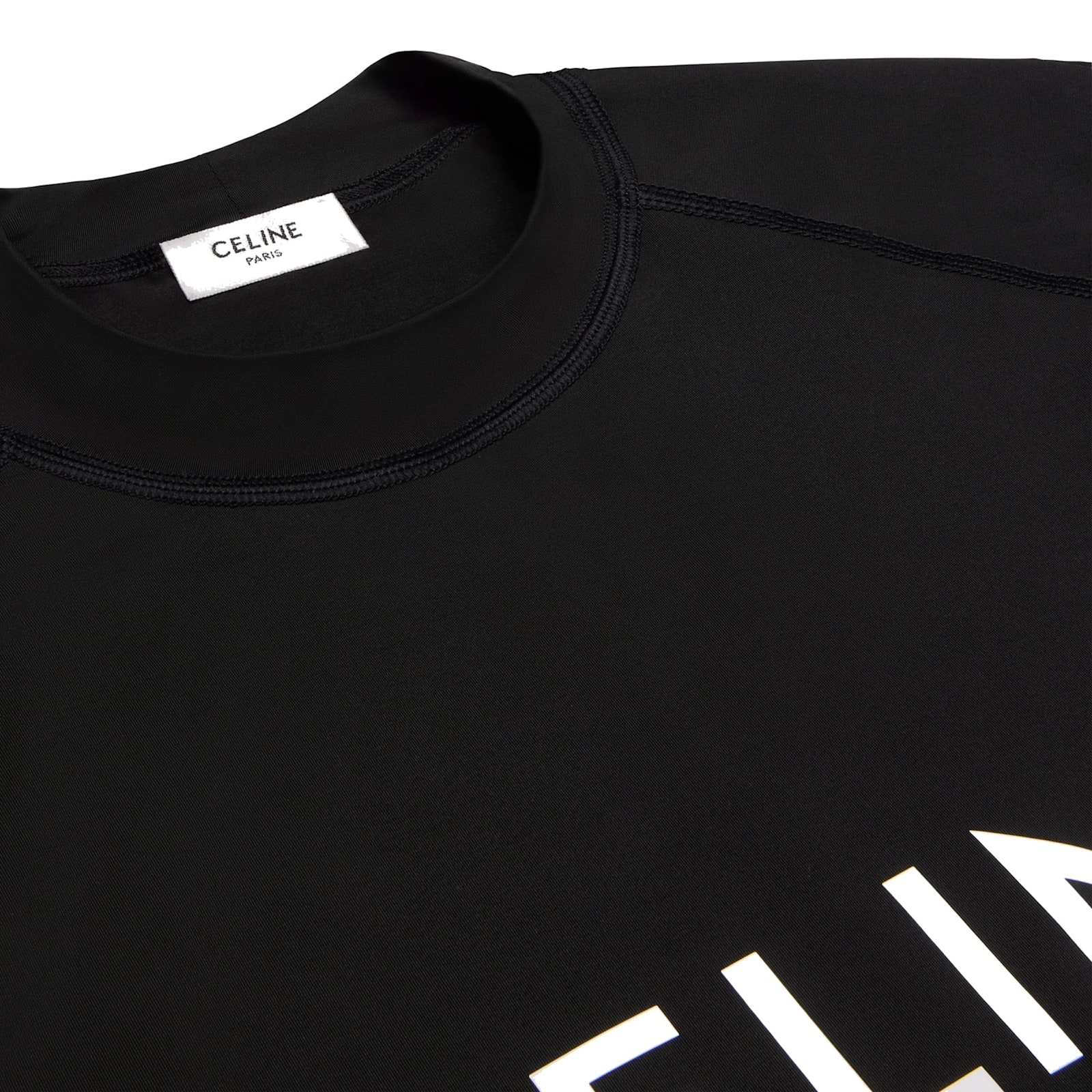 Celine Surf Logo Stretch Jersey T Shirt In Black