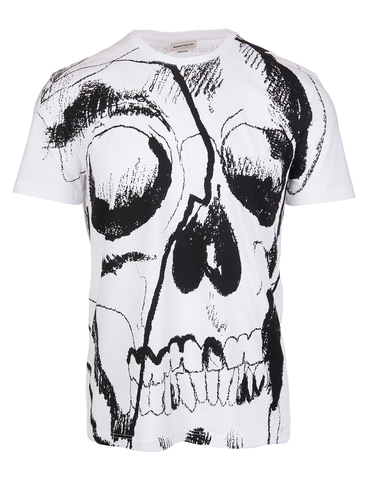Alexander McQueen Man White And Black Maxi Skull T-shirt