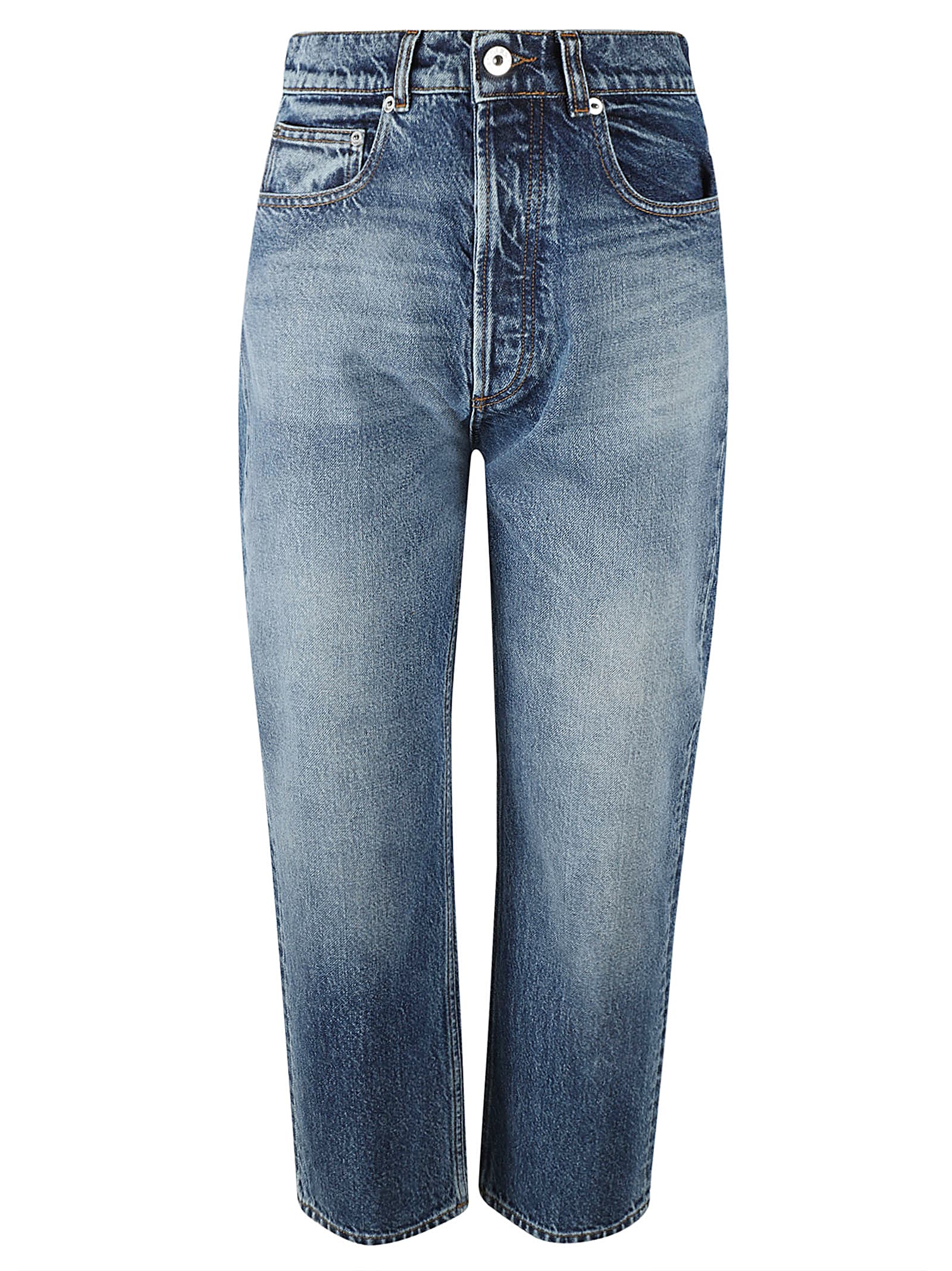 Shop Jw Anderson Cropped Straight Leg Jeans In Mid Blue Denim