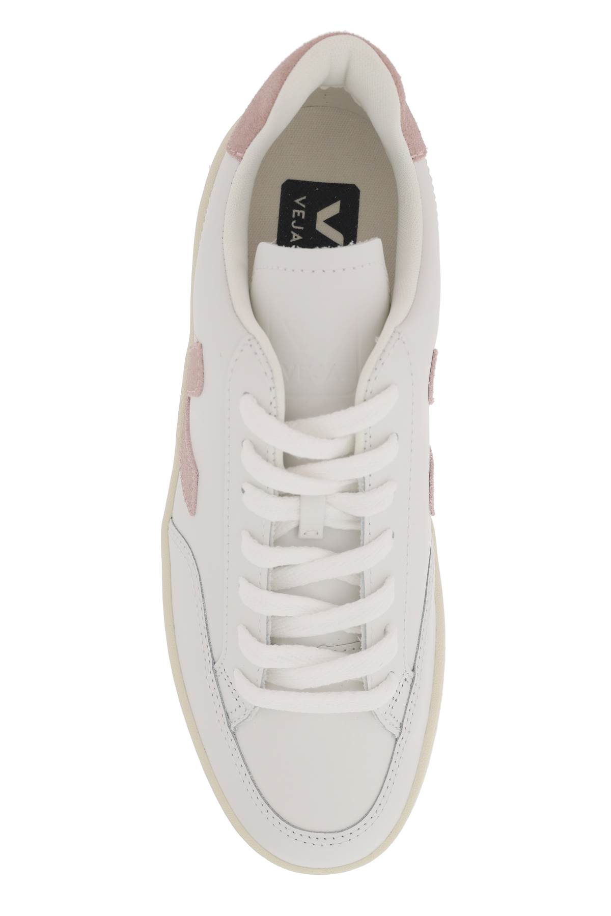 Shop Veja Leather V-12 Sneakers In Extra White Babe (white)