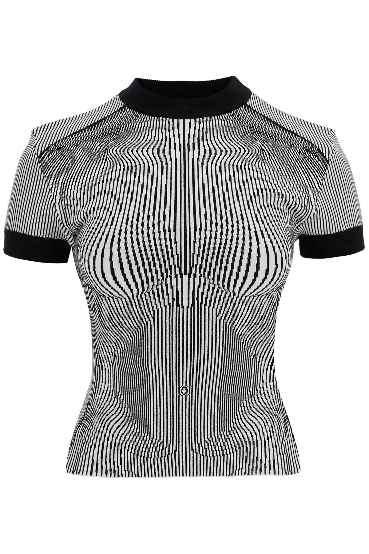 Black And White Striped Viscose T-shirt