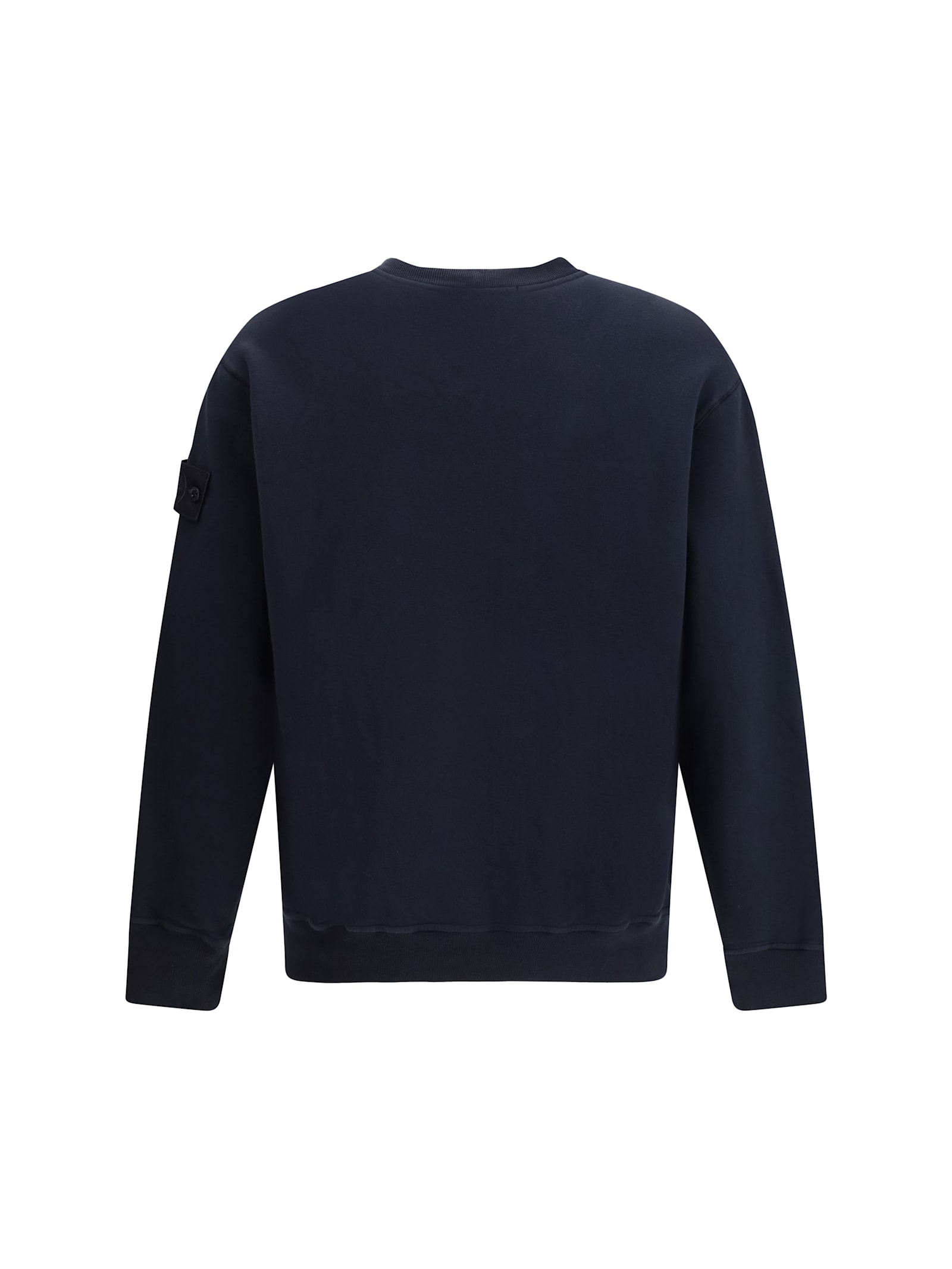 Stone Island Crew Neck Sweatshirt In Organic Brushed Cotton In Blue