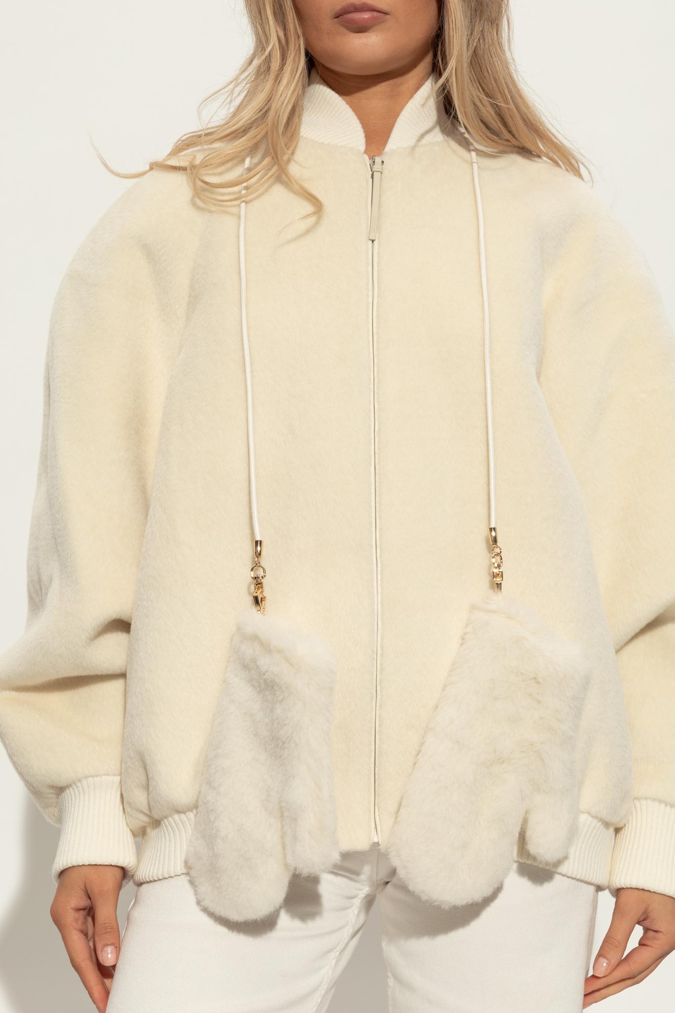 Max Mara Futrzane Gloves Ombrato In White