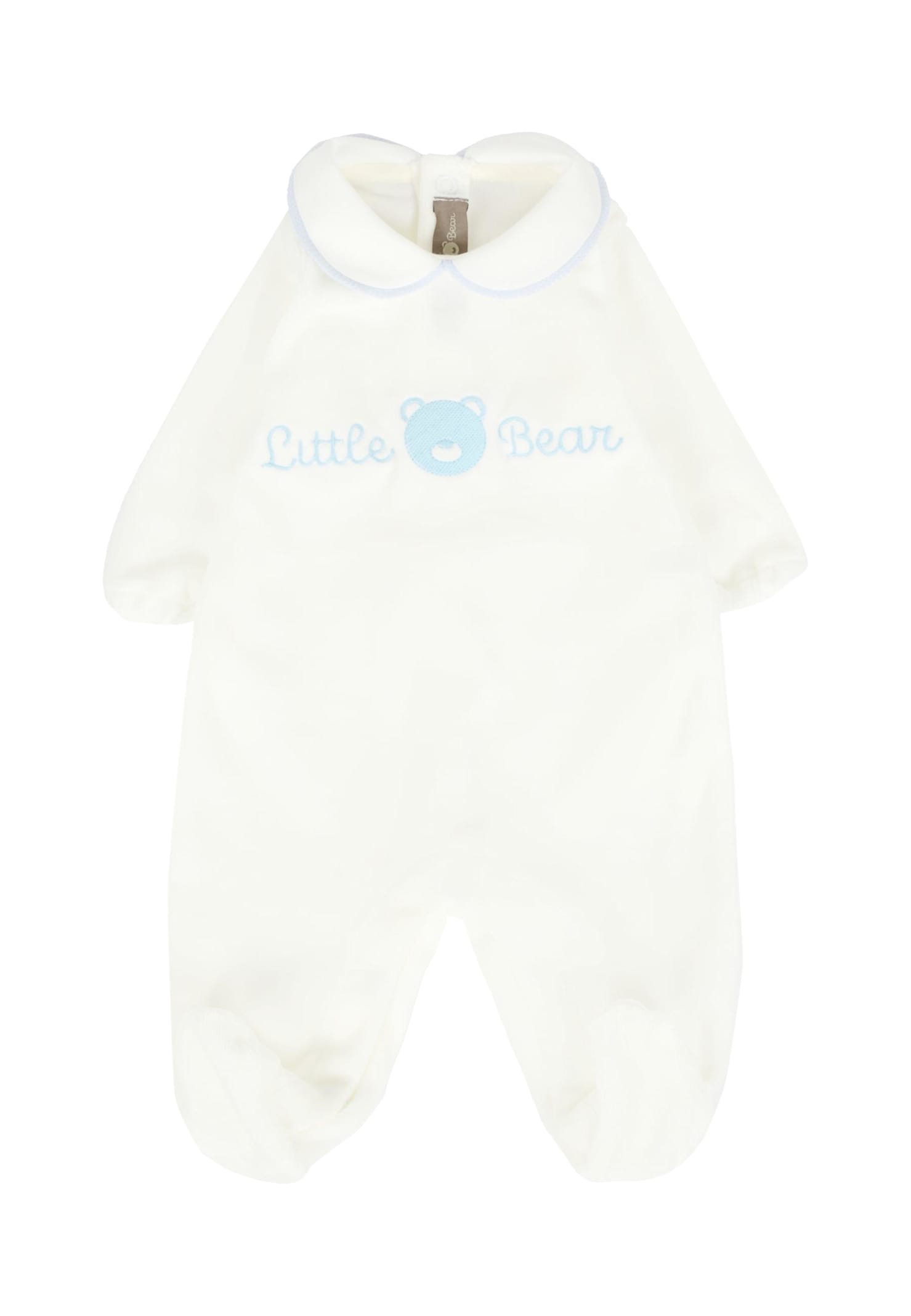 Little Bear Ivory Babygrow For Baby Boy With Bear In White