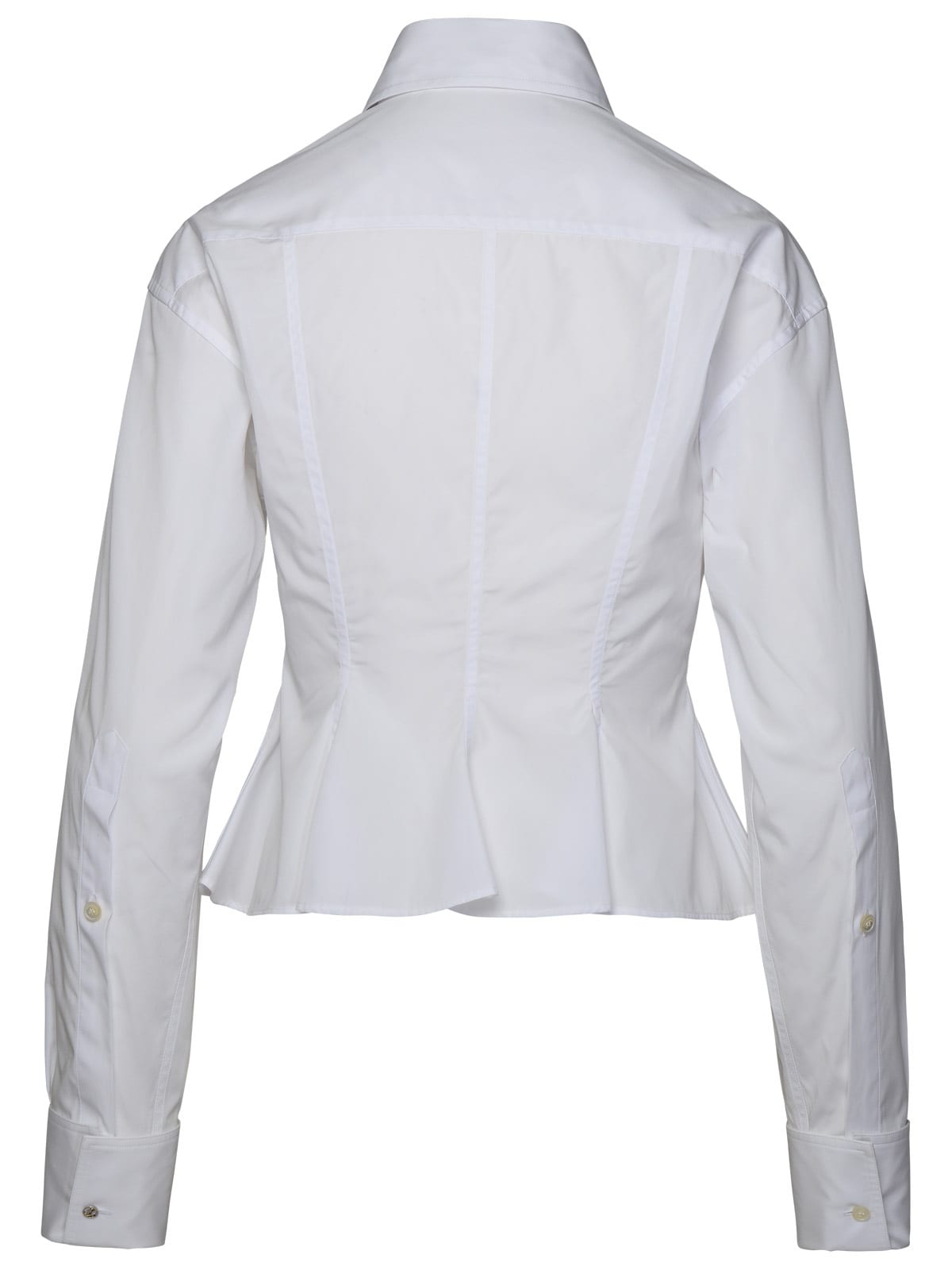 Shop Stella Mccartney Peplum White Organic Cotton Shirt In Bianco
