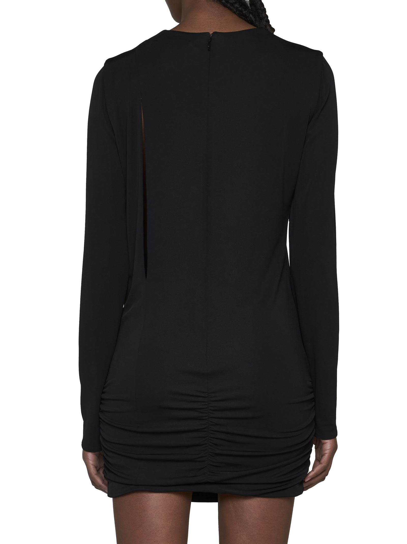 Versace Black Fitted Minidress With Cut-out Detail In Viscose Woman In Black