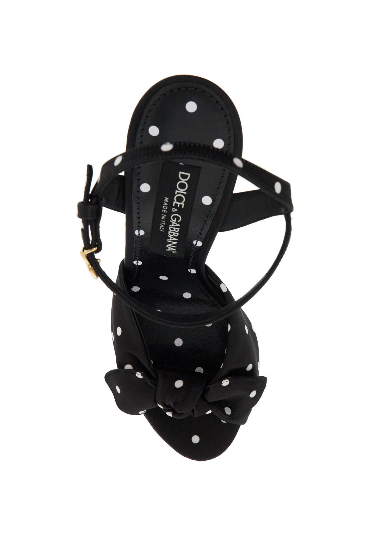 Shop Dolce & Gabbana Keira Polka Dot Satin Platform Sandals In Pois Picc Bco F.nero (metallic)