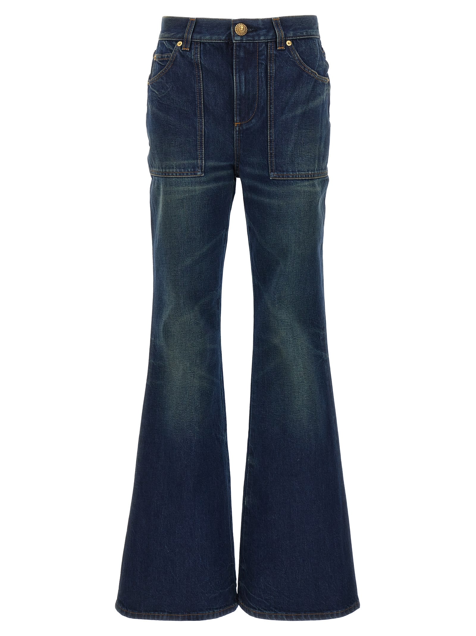 Shop Balmain Vintage Bootcut Jeans In Denim