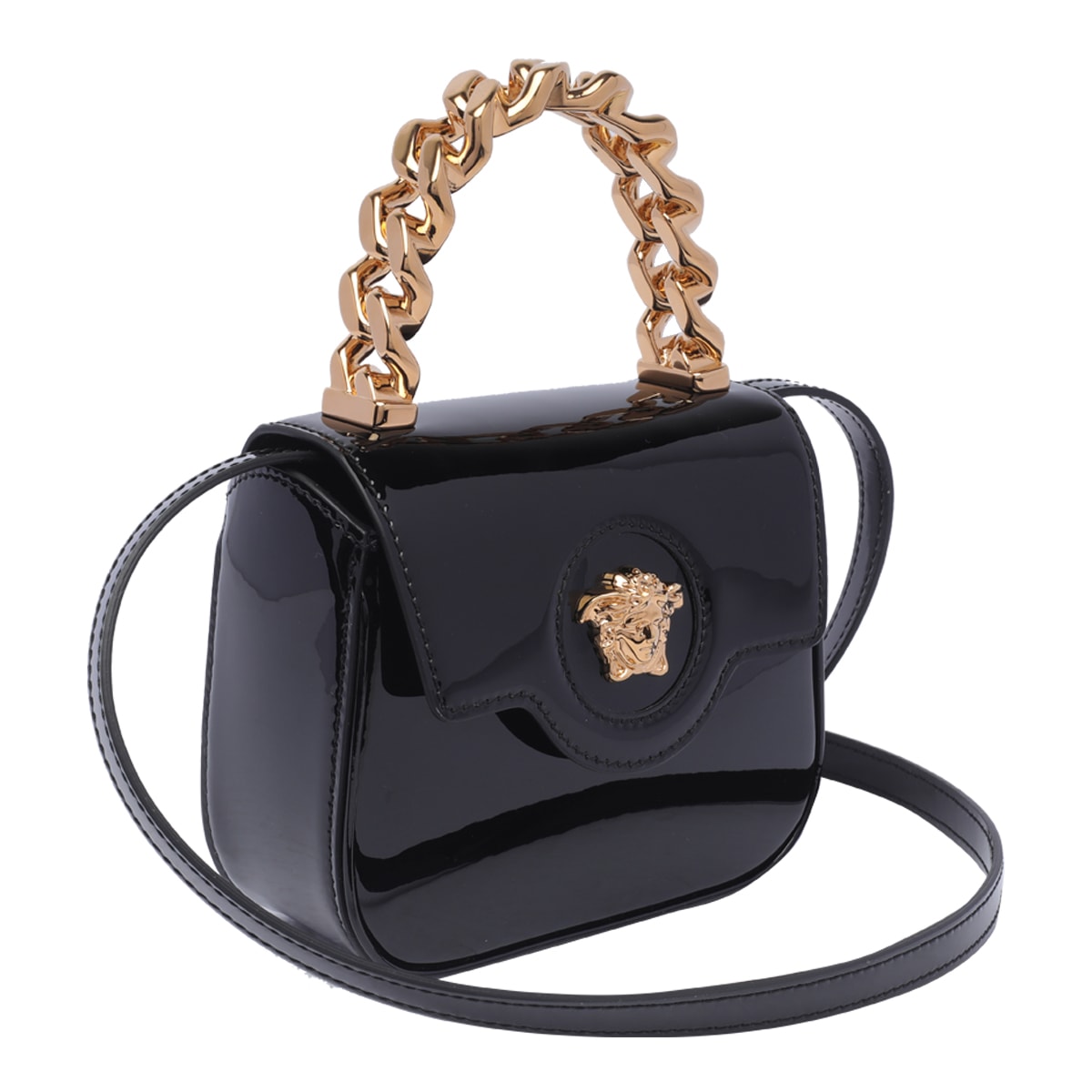 Shop Versace Mini La Medusa Handbag In Black