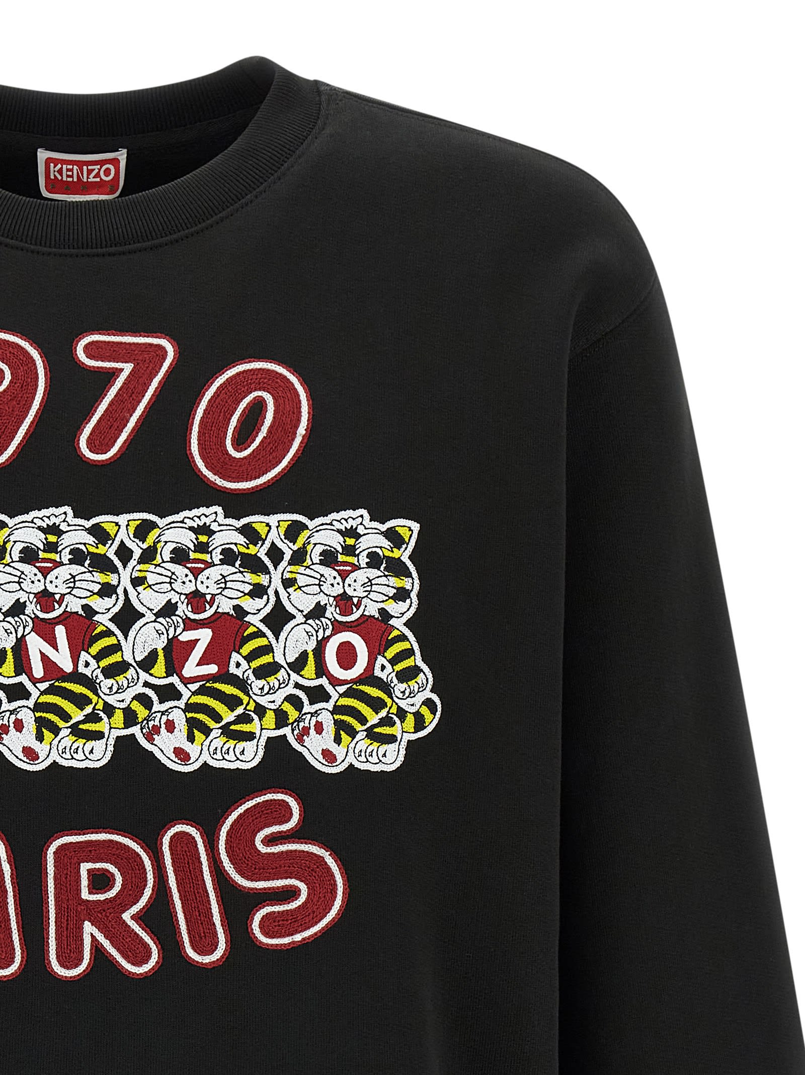 Kenzo Tiger Embroidery Crew Neck Sweatshirt In Multi