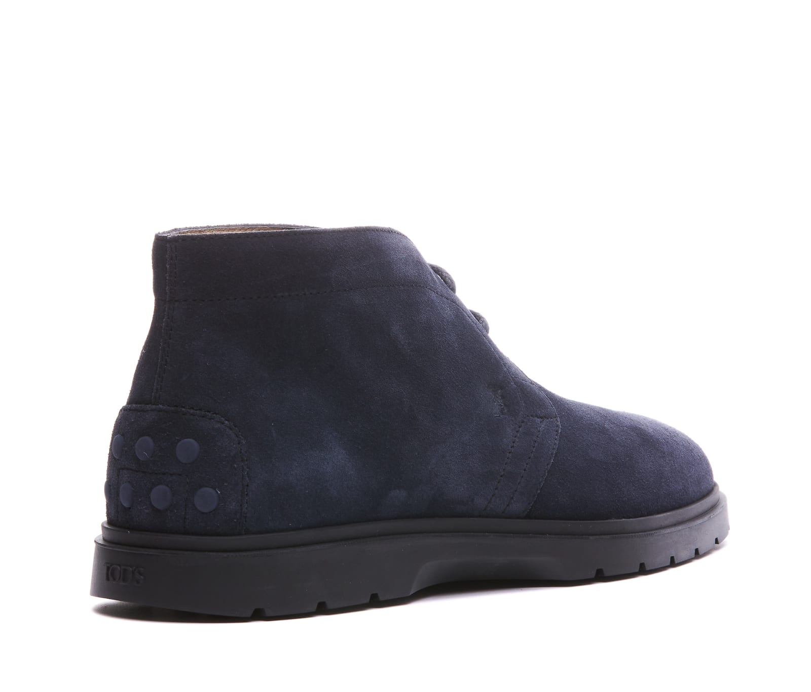 Shop Tod's Suede Lace Up Boots In Navy