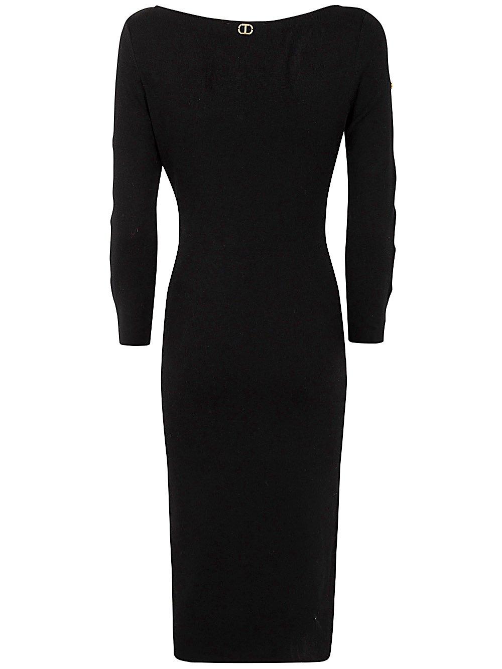 Shop Twinset Cut-out Stud Detailed Knit Midi Dress In Black